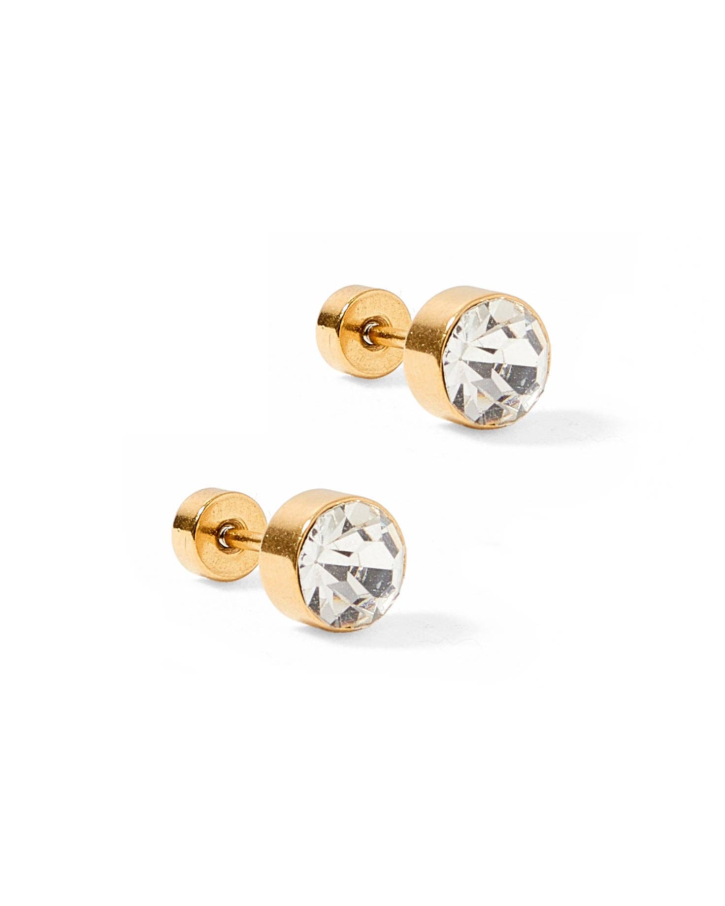 Juliet Clear 5mm Screwback Stud Earrings