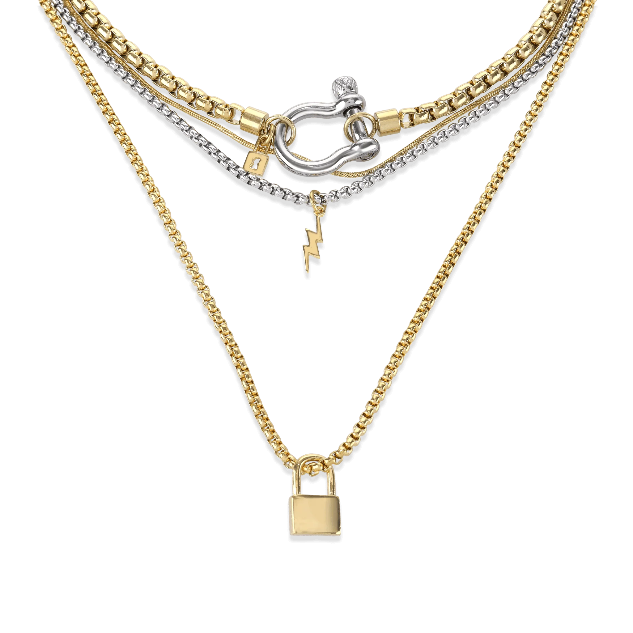 Herradura Lock Layered Necklace Set