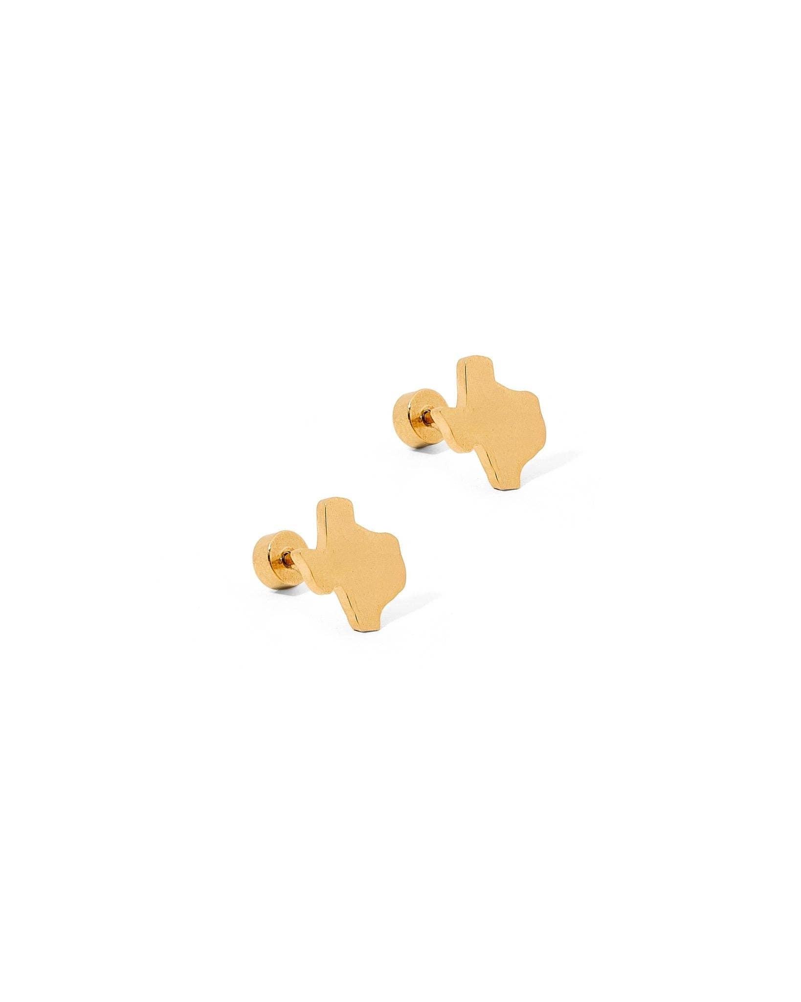 Big Texas Gold Screwback Stud Earrings