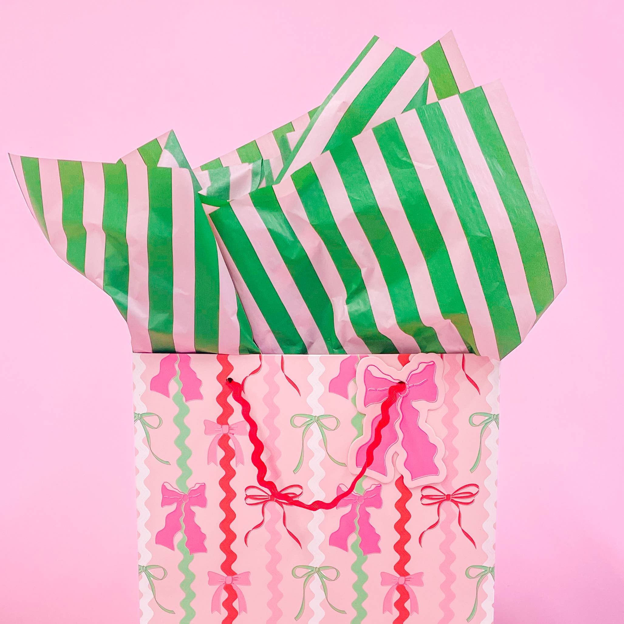 Green/Pink Cabana Stripe Tissue Paper Pack