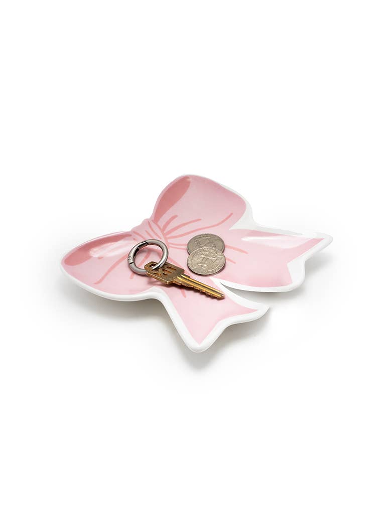 Pink Bow Ceramic Trinket Tray