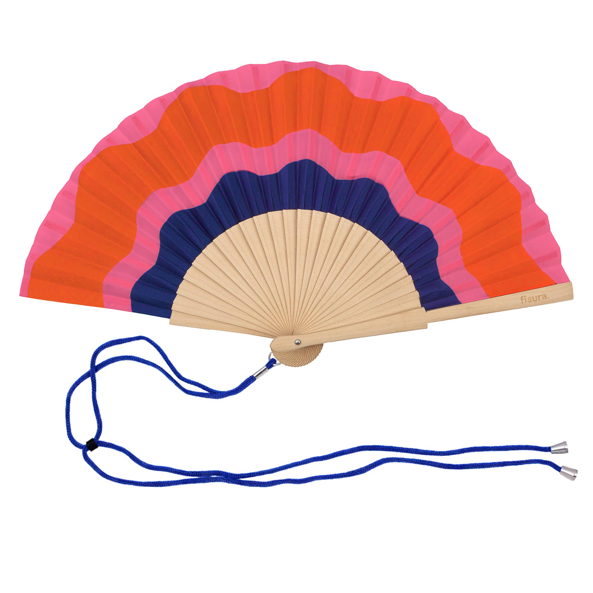 Red, Pink and Blue Waves Hand Fan