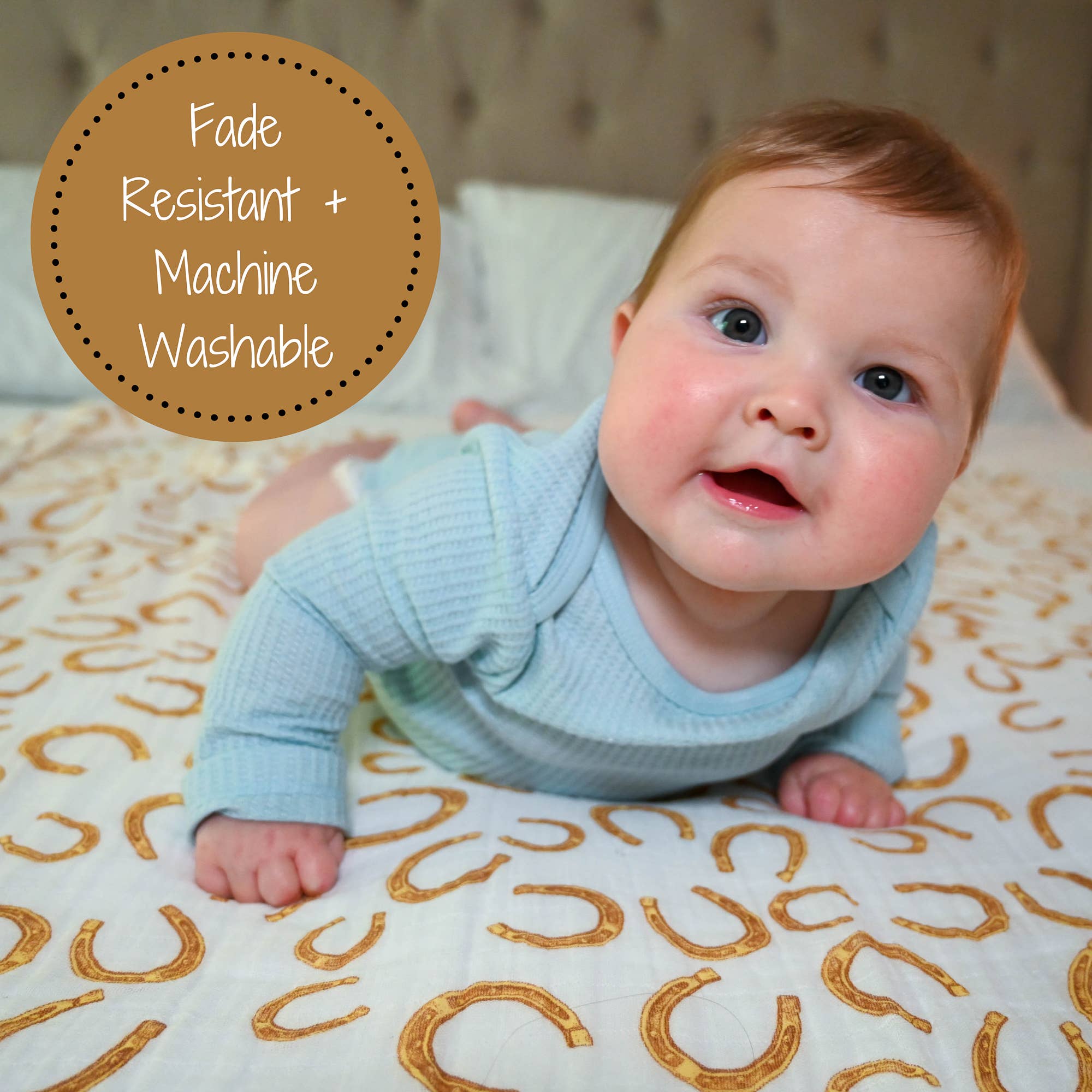 Lucky Horseshoe Muslin Swaddle Blanket