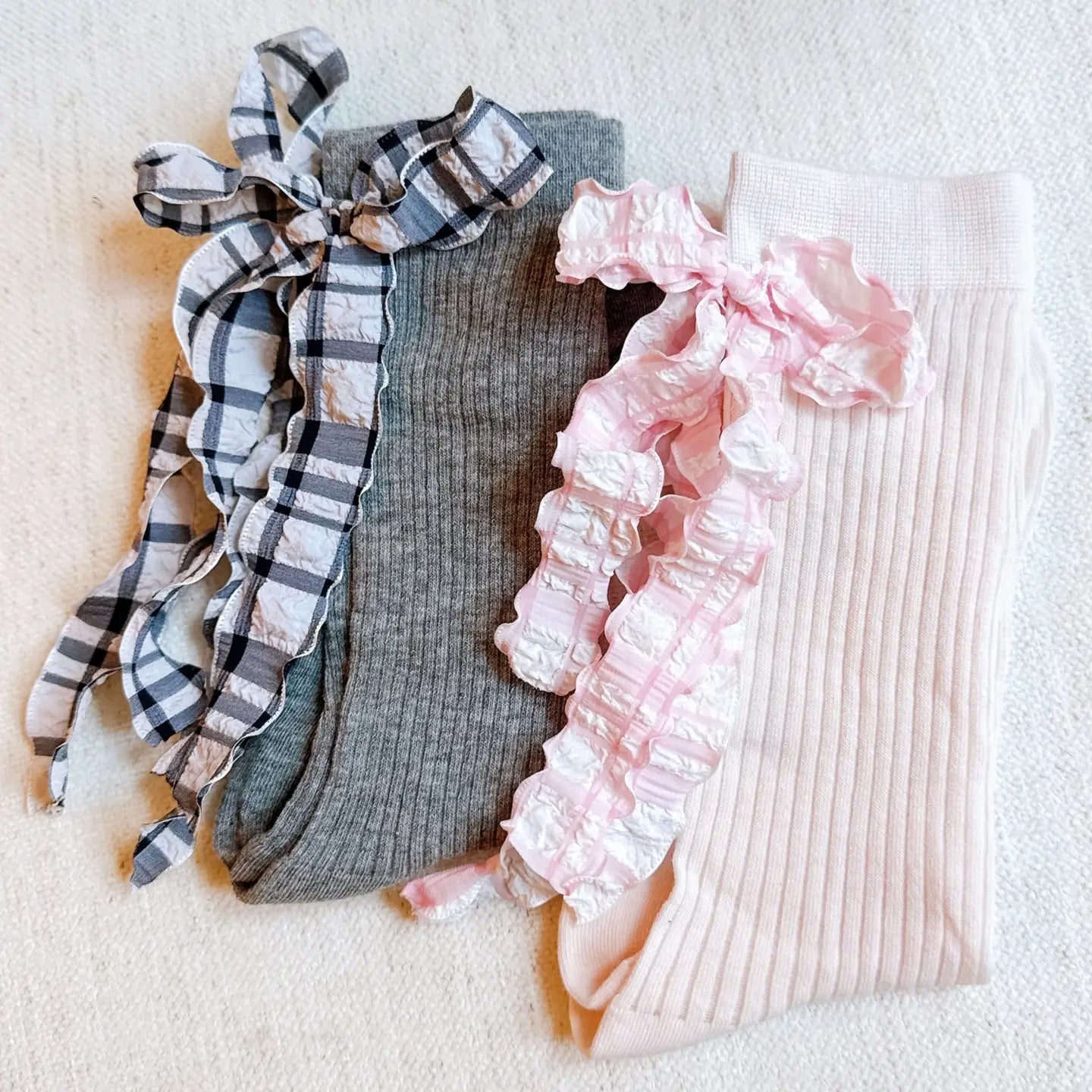 Plaid Ruffle Bow Socks
