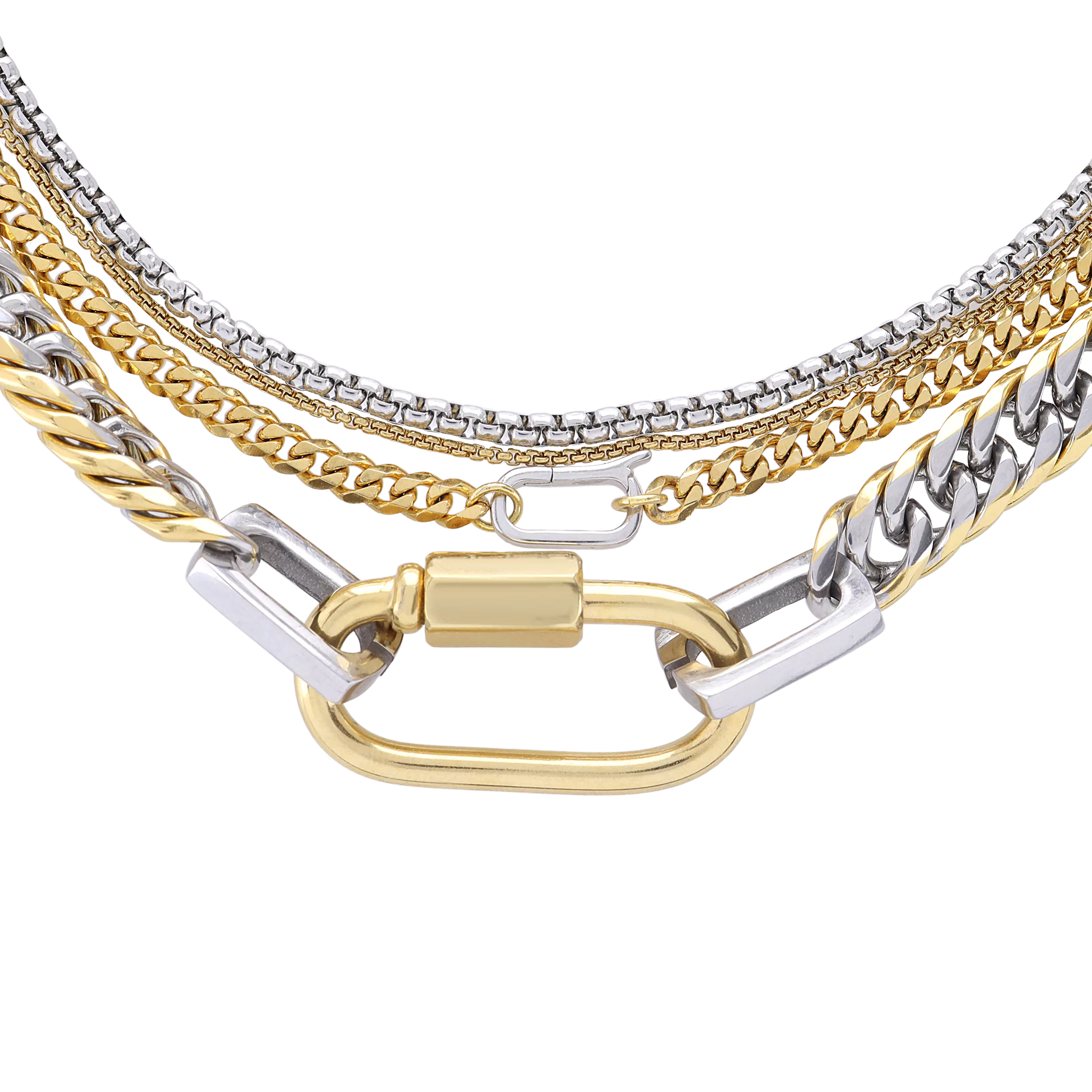Carabiner Layered Necklace Set
