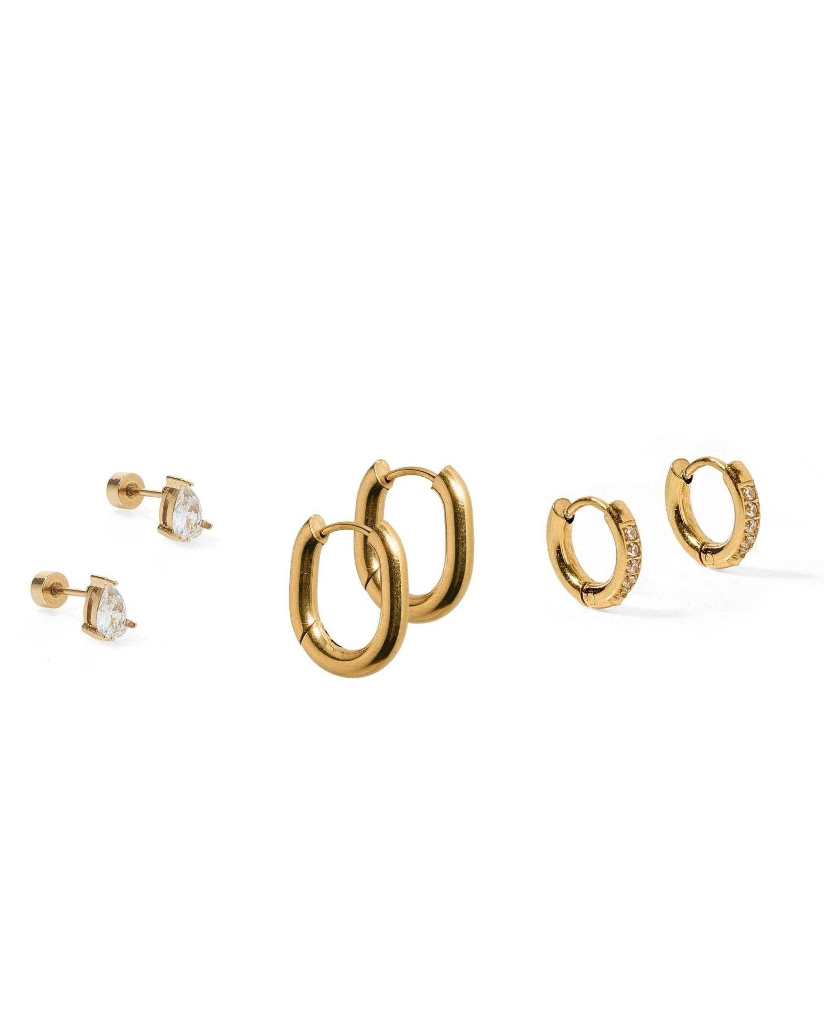 Pasadena Huggie & Screwback Stud Set