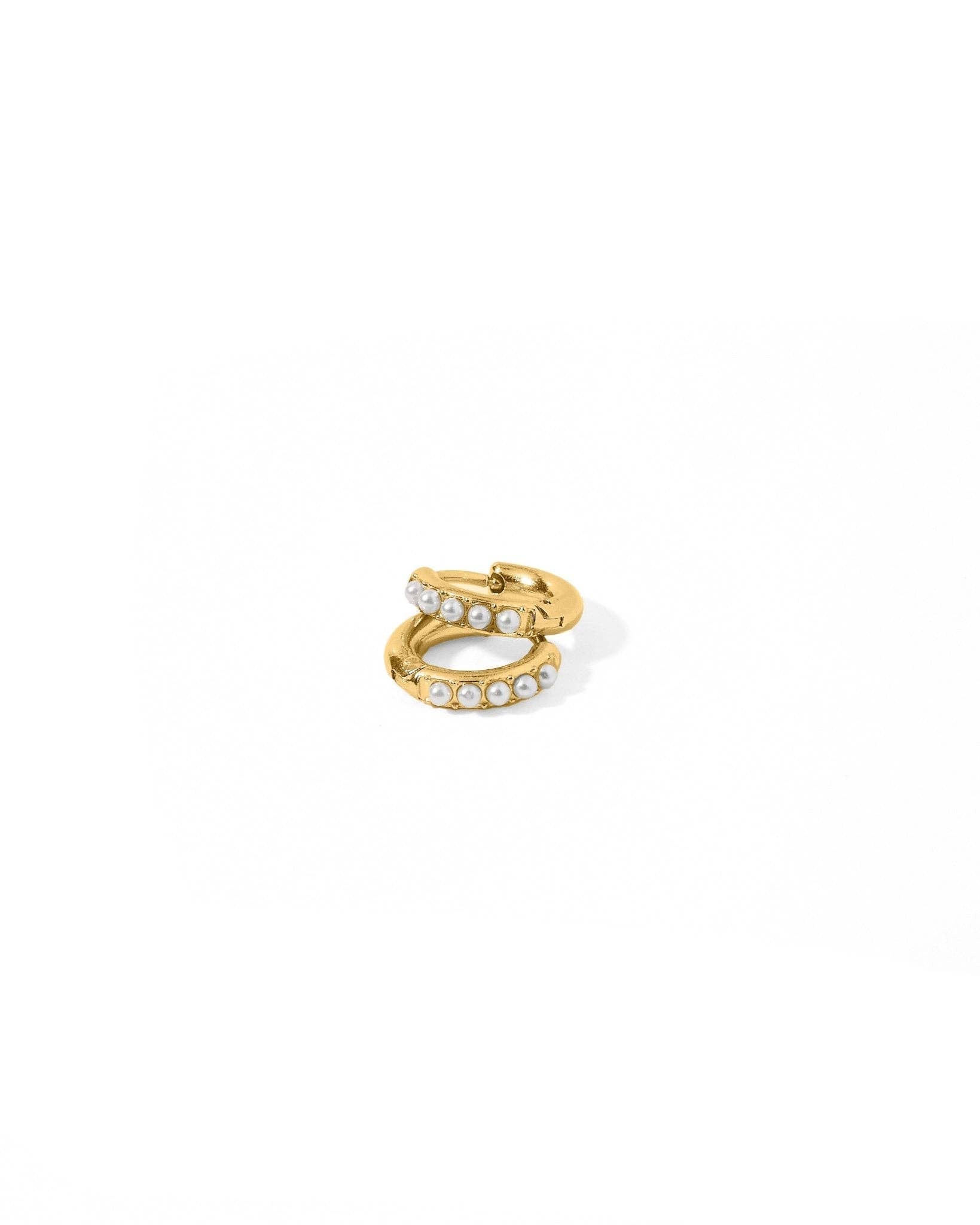 Scarlett 8mm Gold Pearl Huggie Earrings