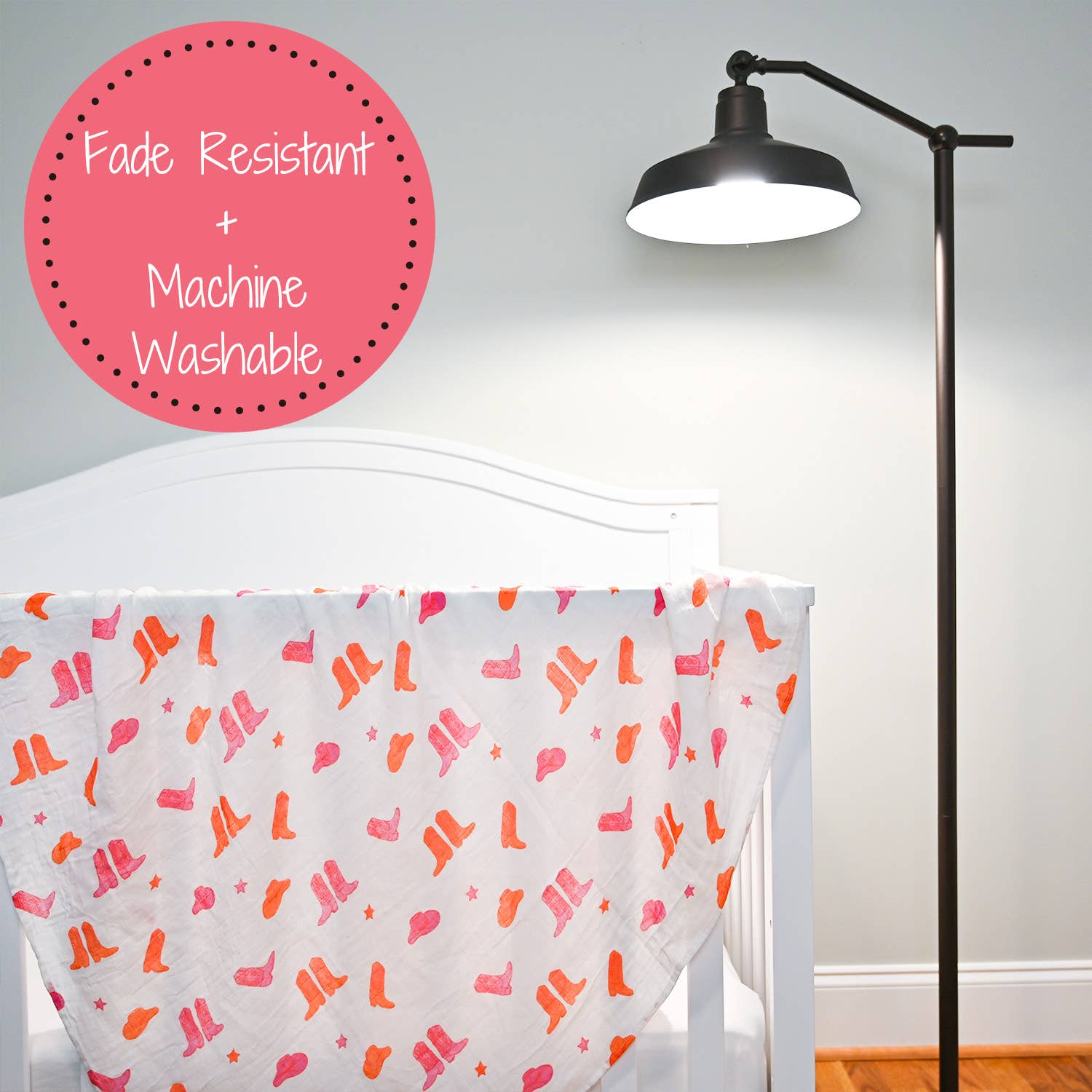 Pink Boots Muslin Swaddle Blanket