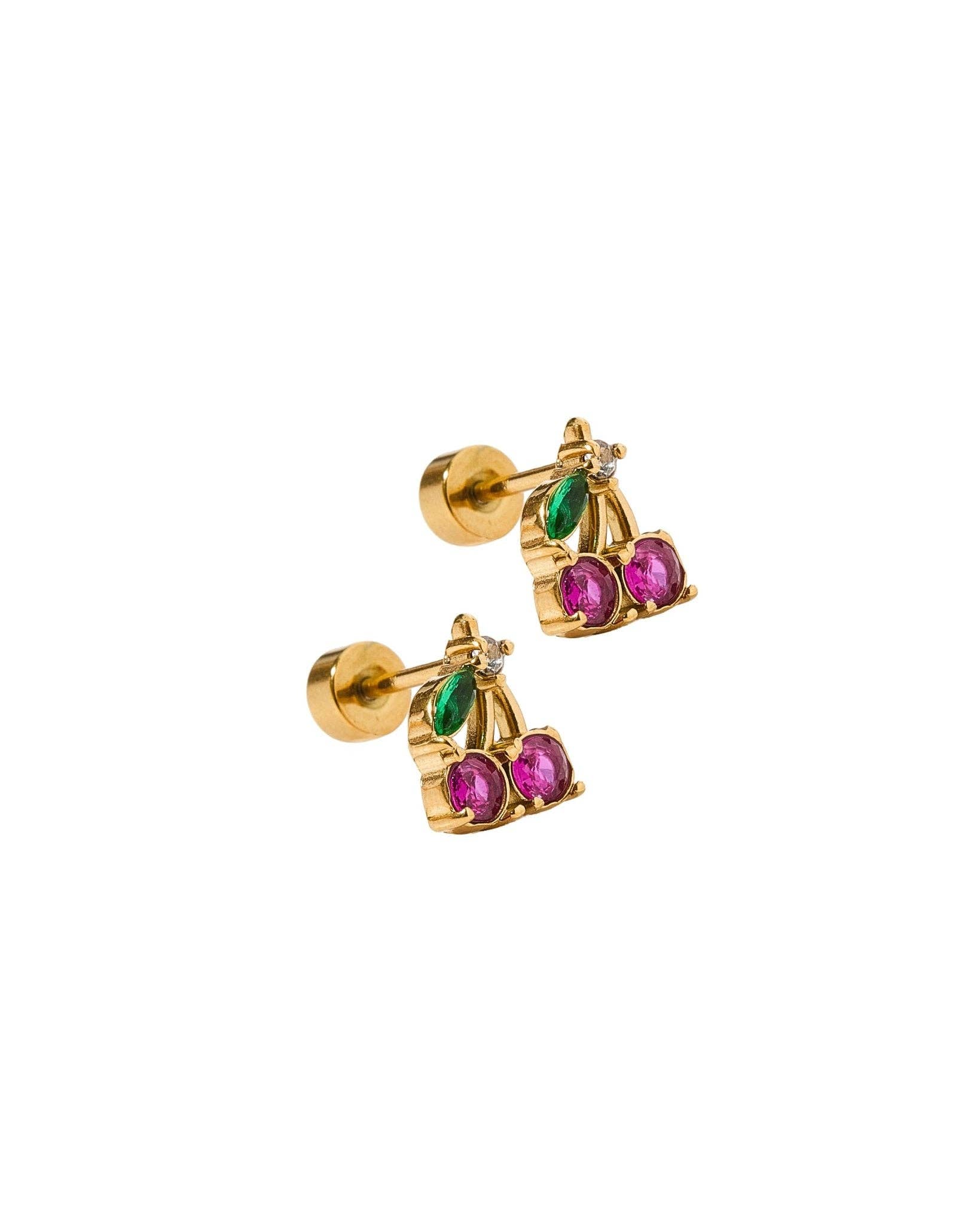 Cherry Screwback Stud Earrings