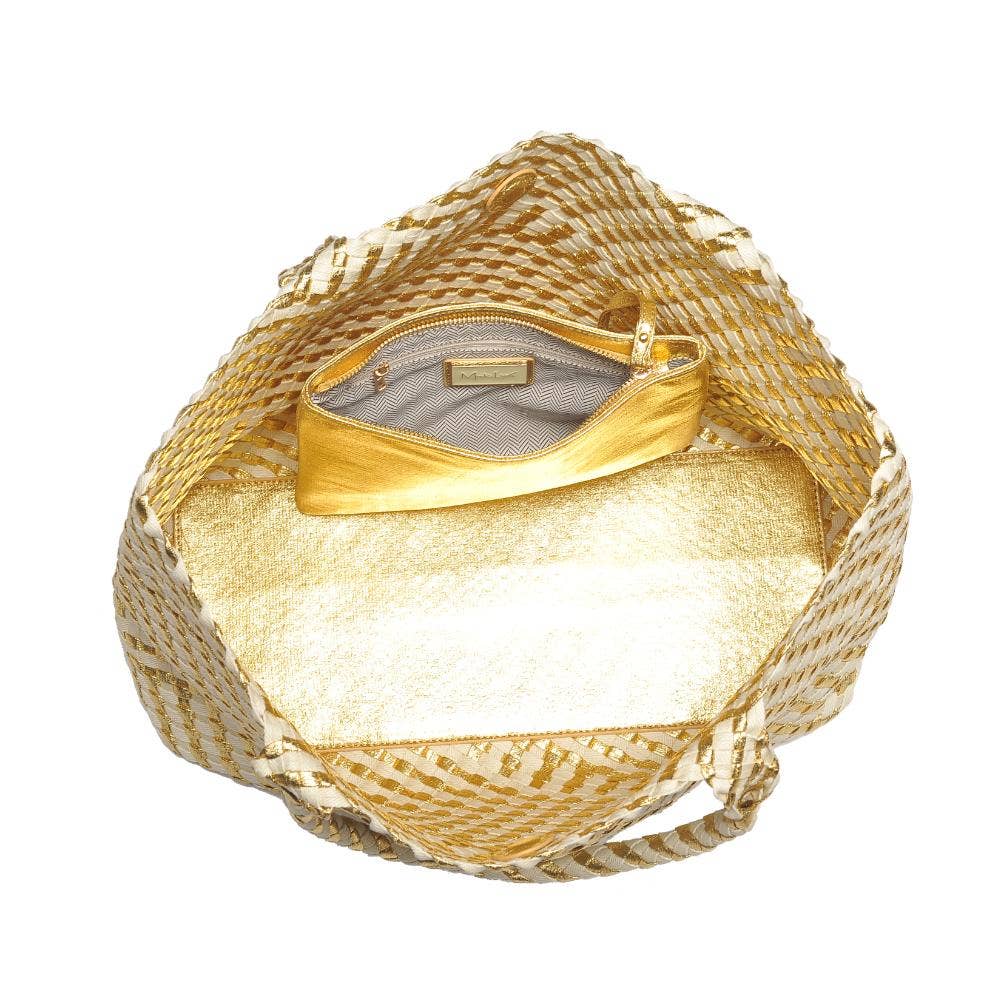 Gold Ivory Solana Woven Tote