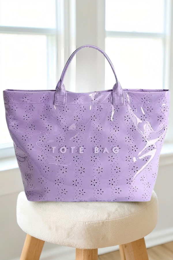 Purple Eyelet Wipeable Tote Bag