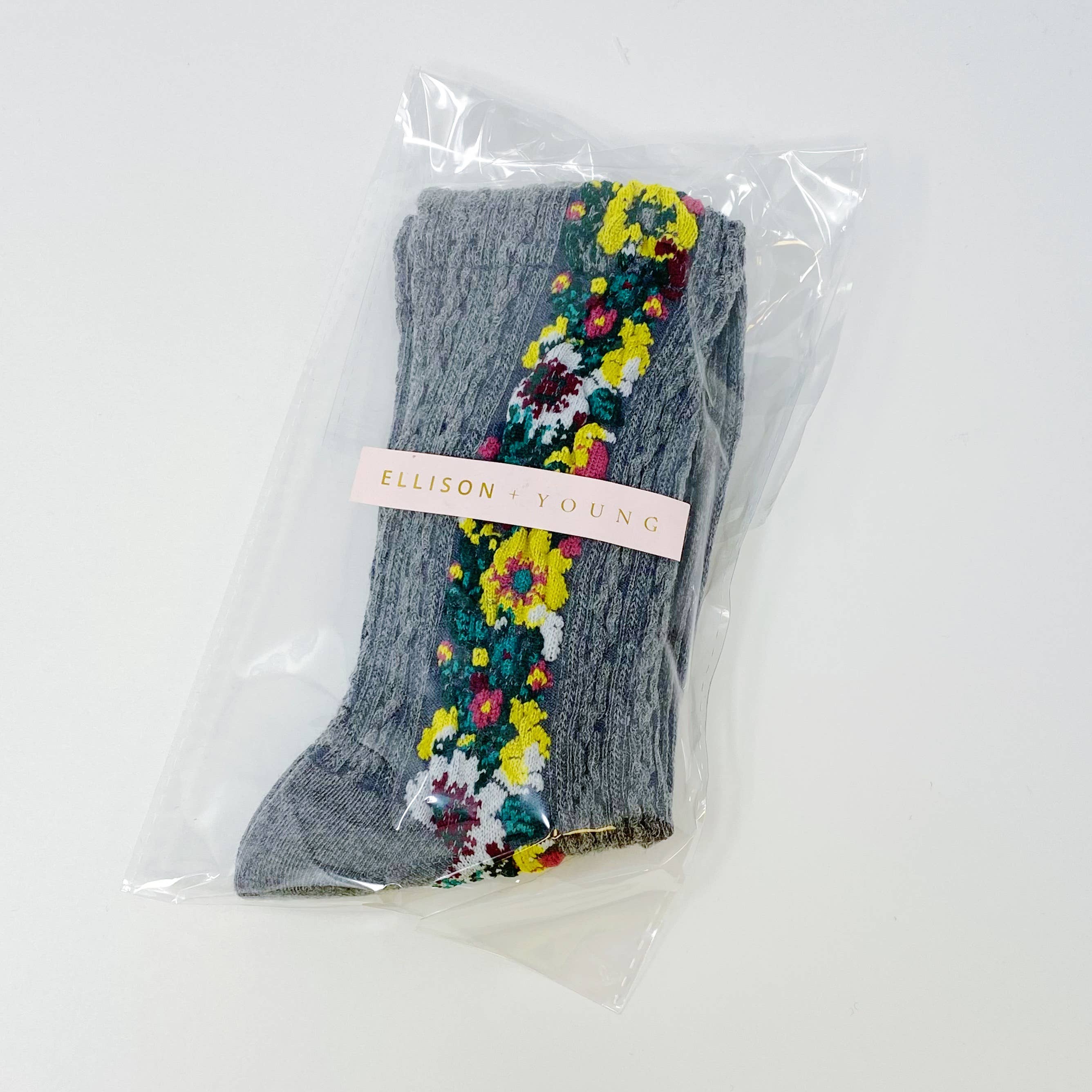 Noble Gray Floral Beauty Socks