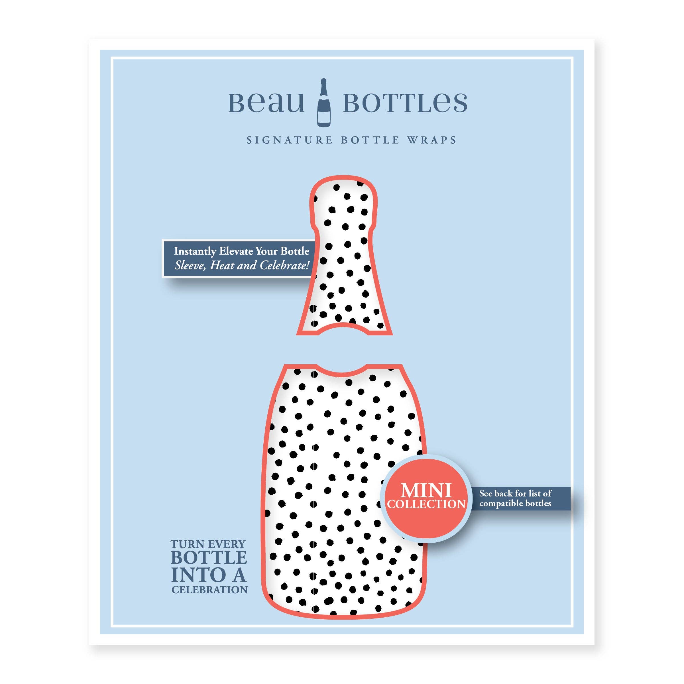 Black & White Dots Mini Prosecco Wraps (Set of 3)
