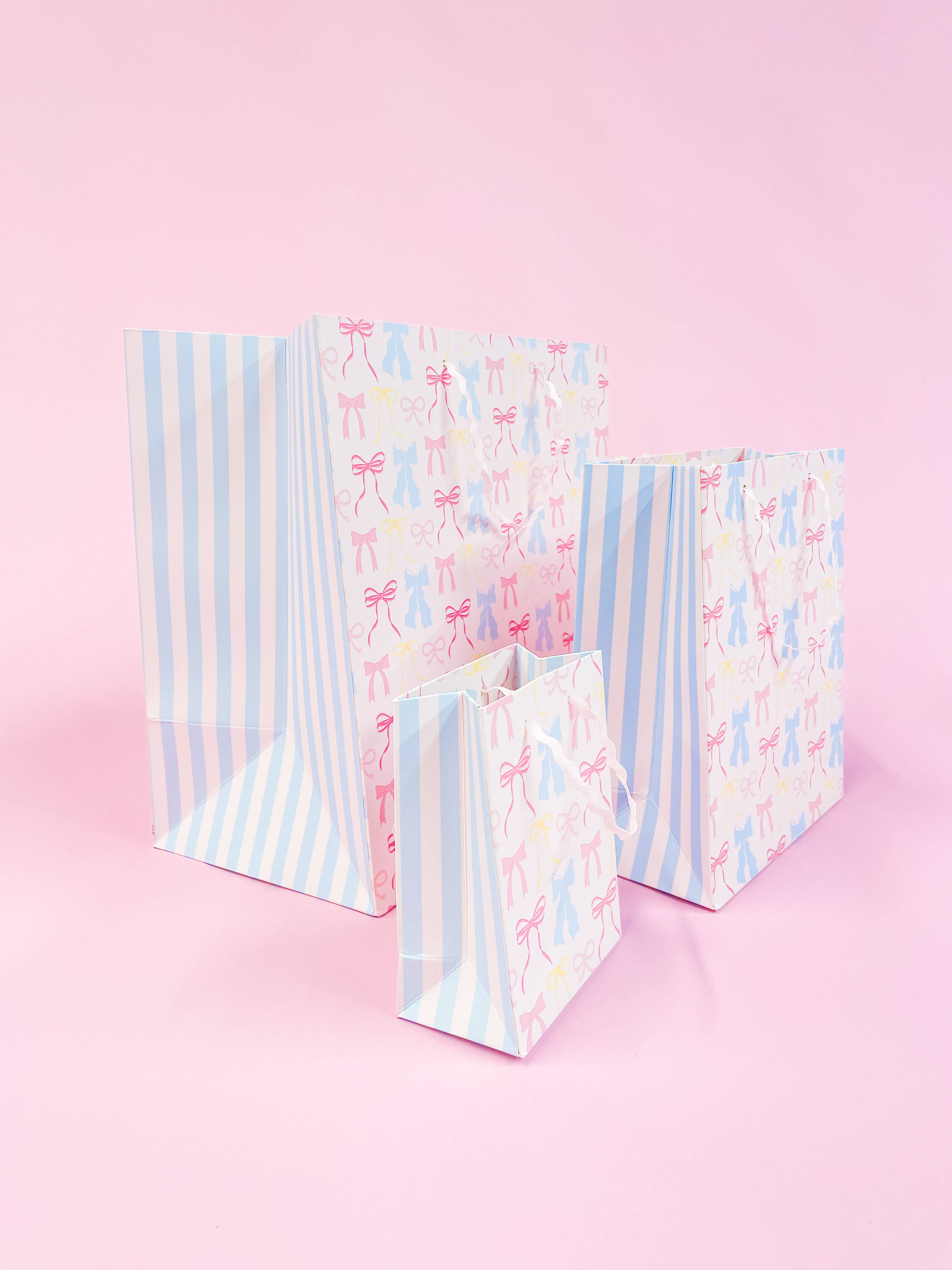 Pastel Bows & Stripes Gift Bag - Small