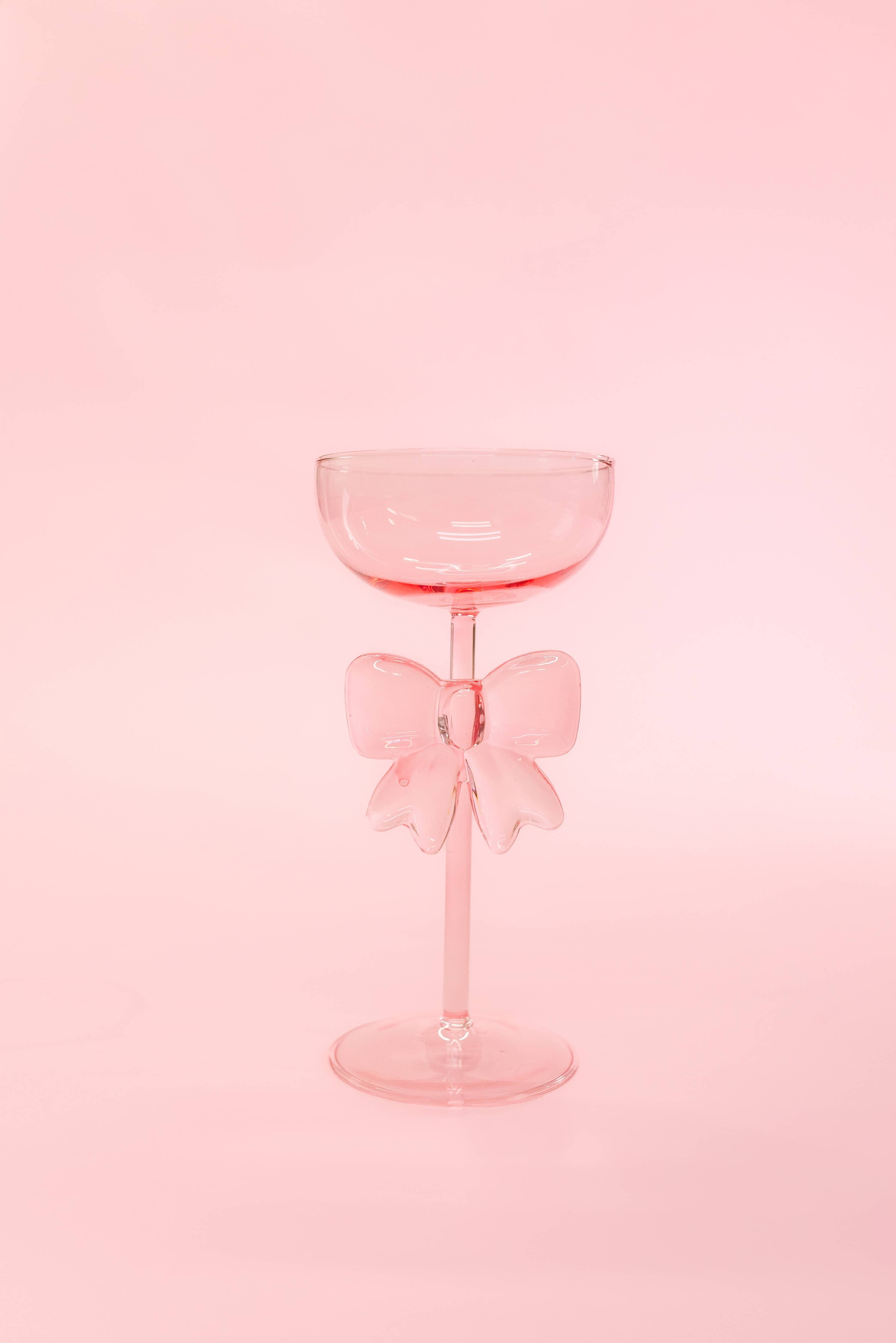 Pink Bow & Bubbly Coupe Glass 
