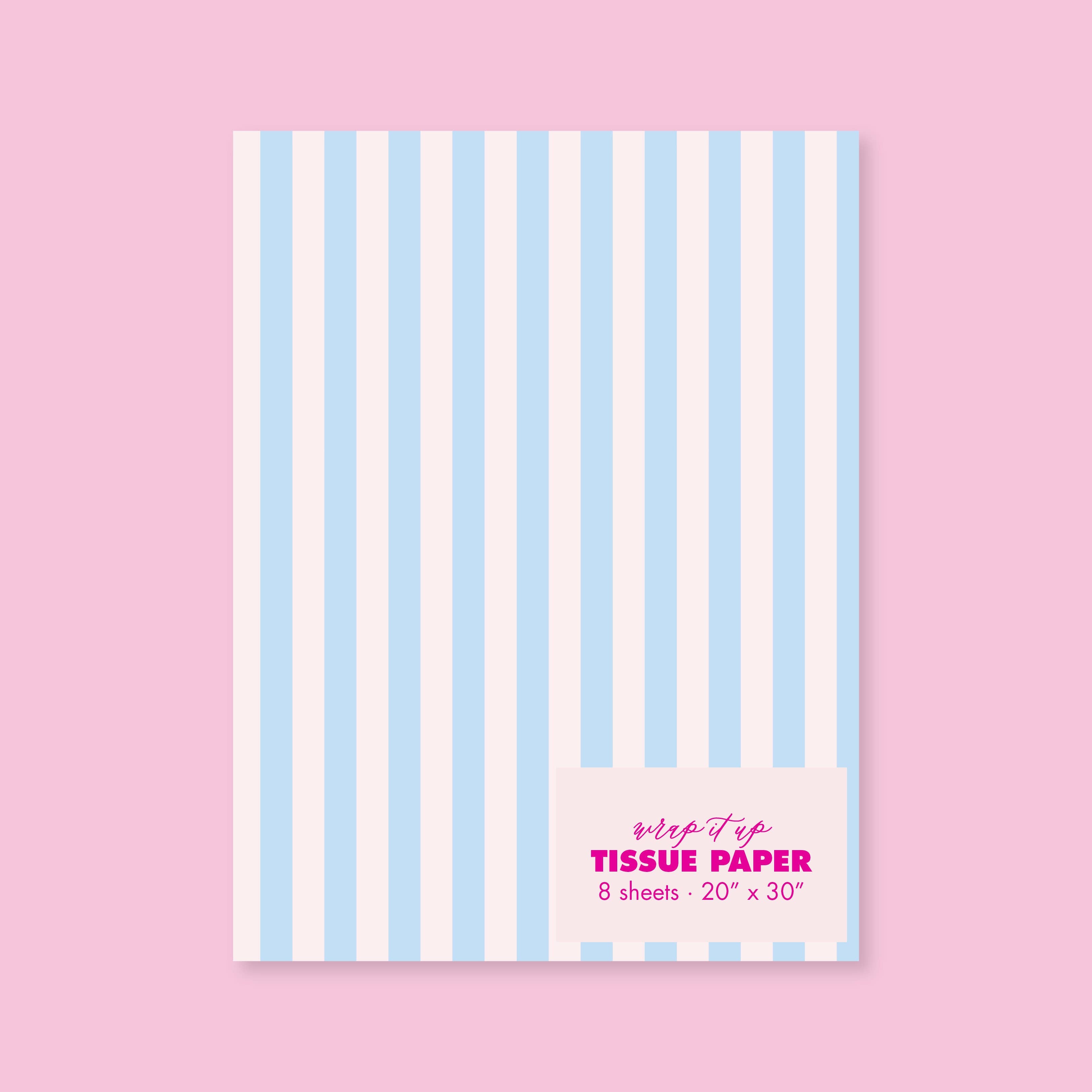 Pastel Blue/Blush Stripe Tissue Paper Pack