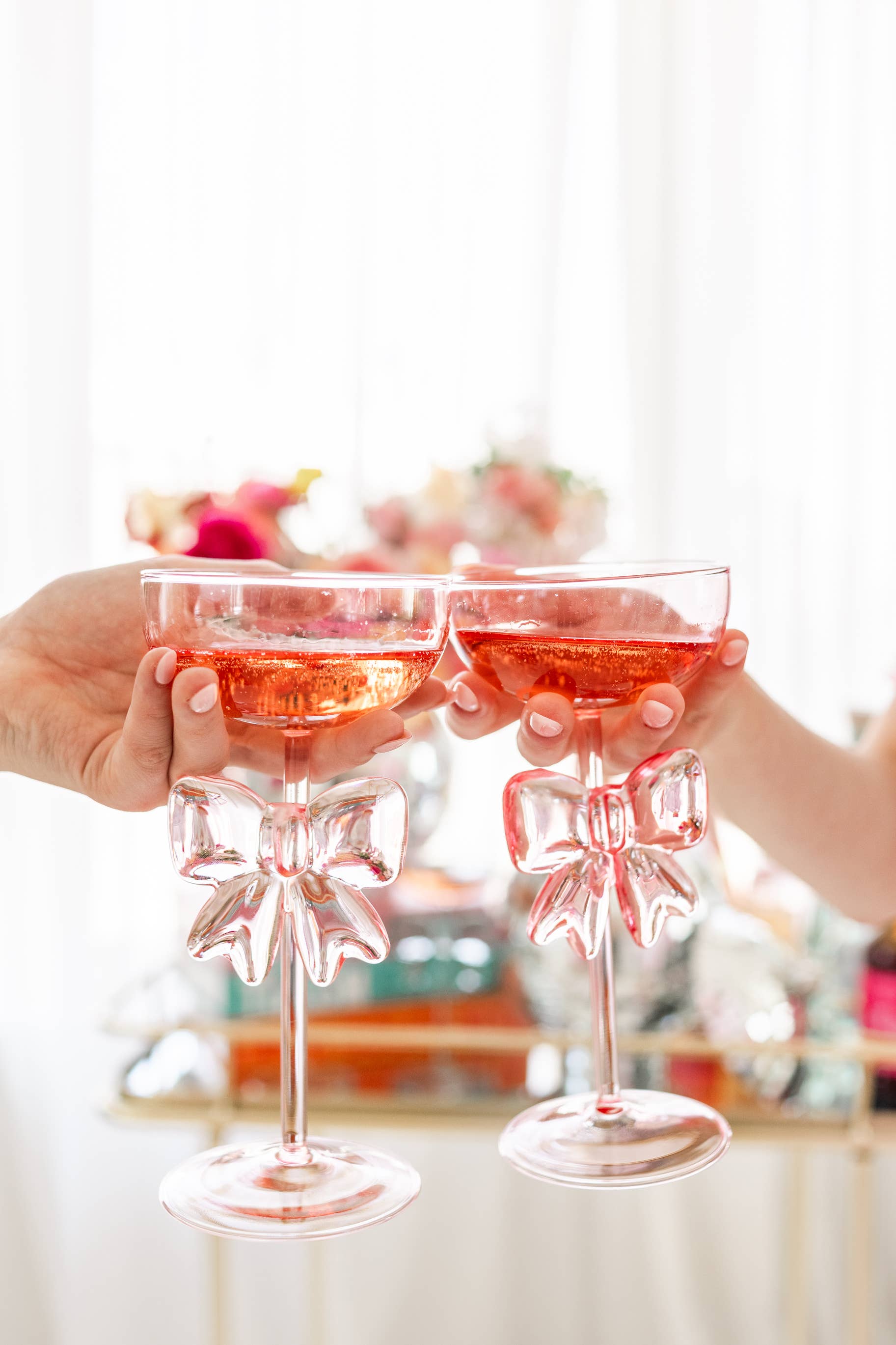 Pink Bow & Bubbly Coupe Glass 