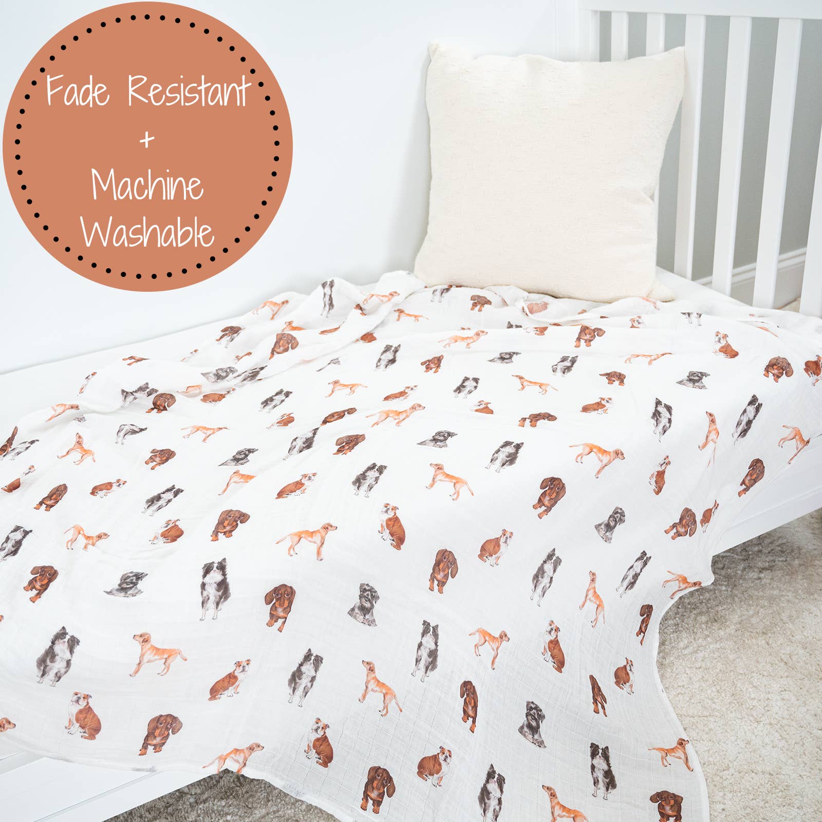 Doggone Cute Muslin Swaddle Blanket