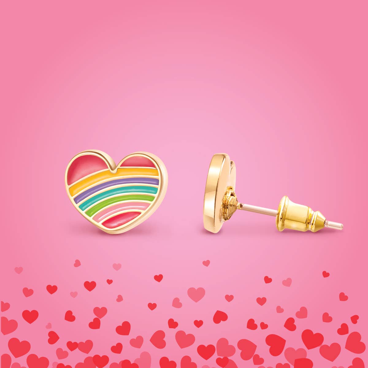 Rainbow Heart Stud Earrings