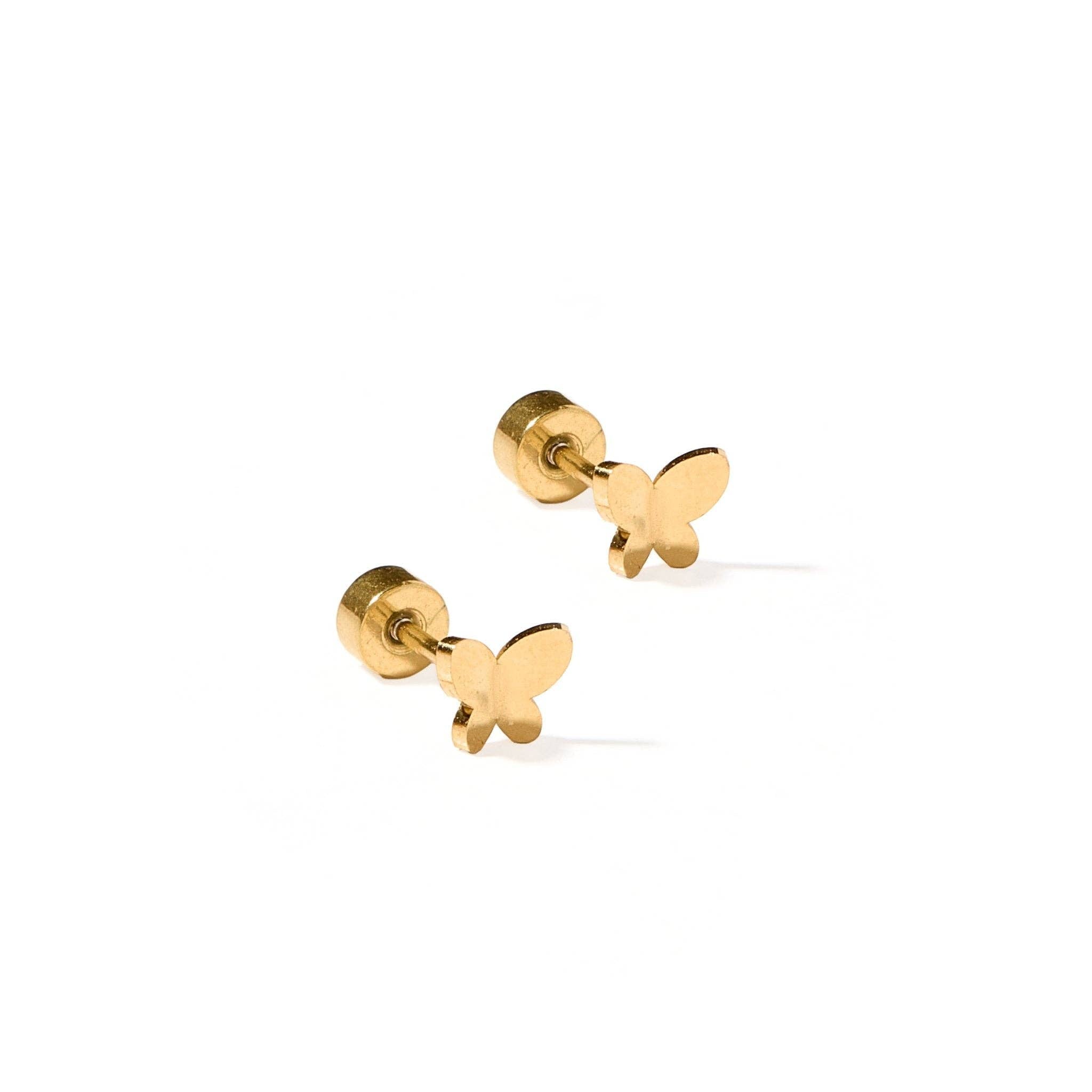 Billie Butterfly Gold Screwback Stud Earrings