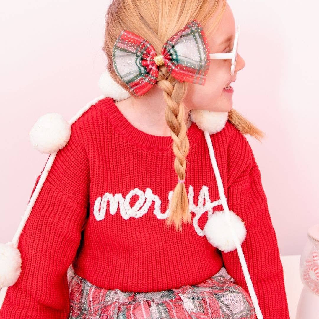 Christmas Plaid Tulle Bow Clip