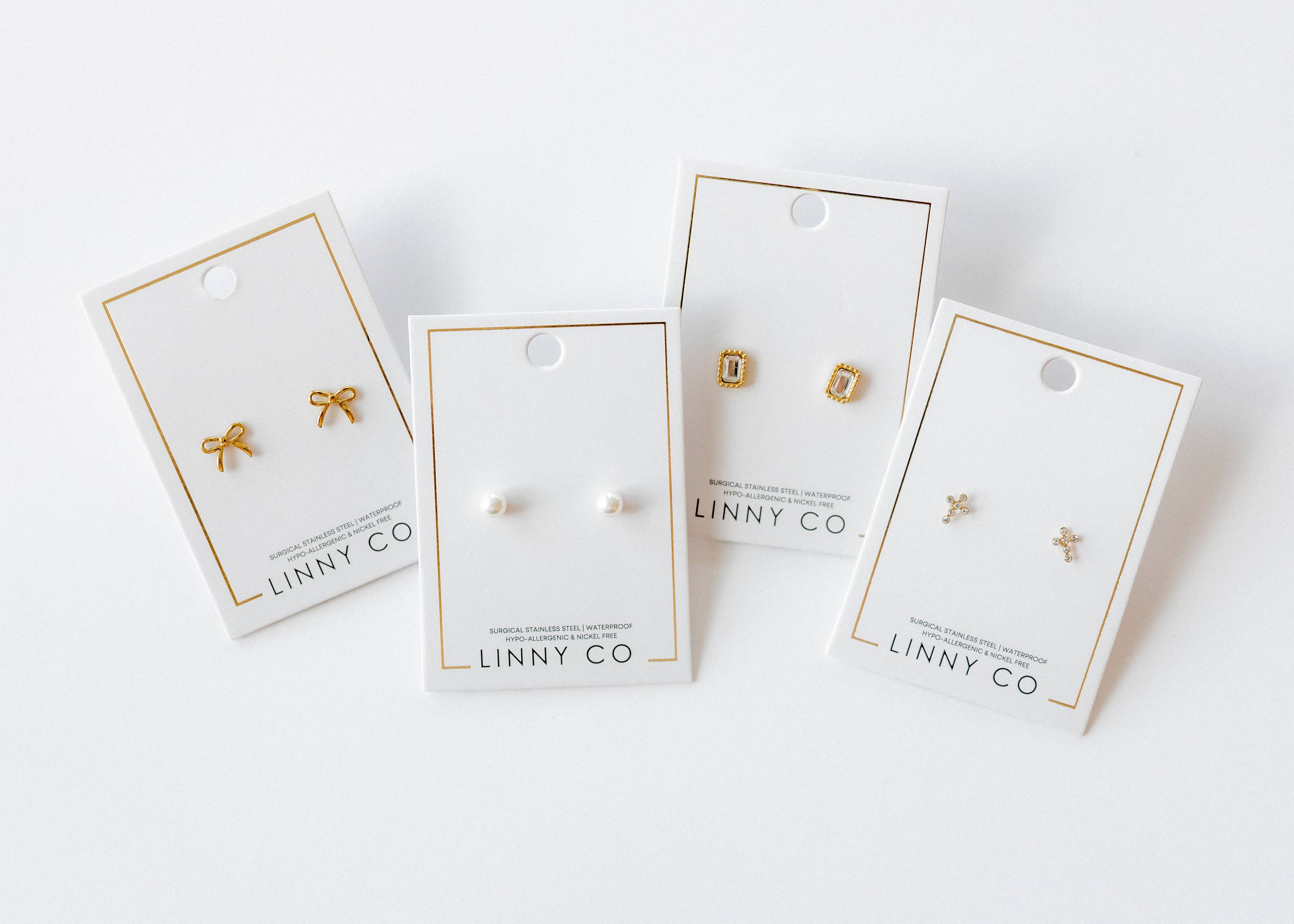 Gold Sparkle Clara Cross Screwback Stud Earrings