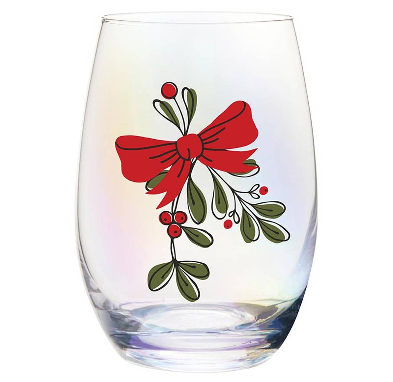 Boxed Mistletoe Wine Glass
