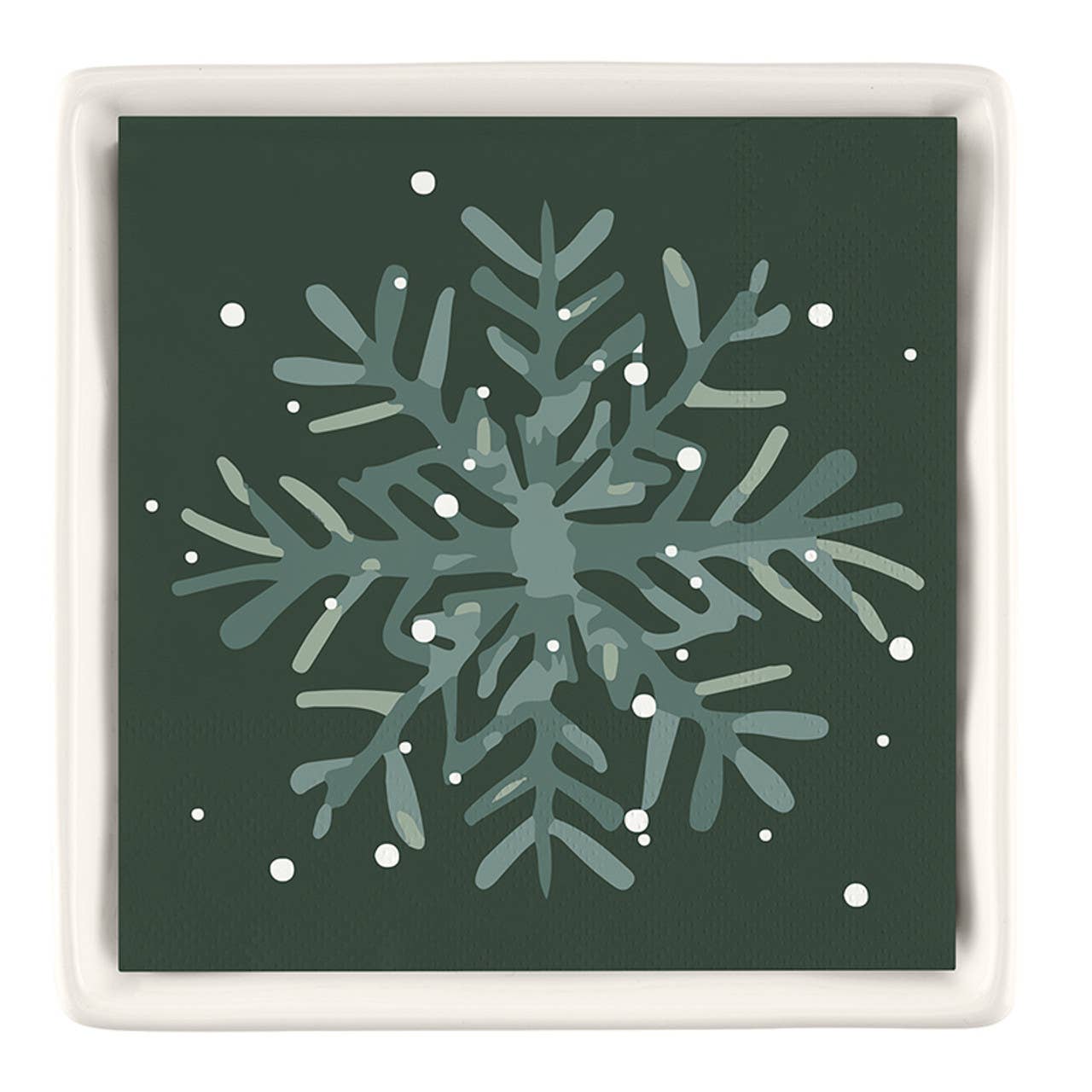 Snowflake Ceramic Tray + Napkin Gift Set