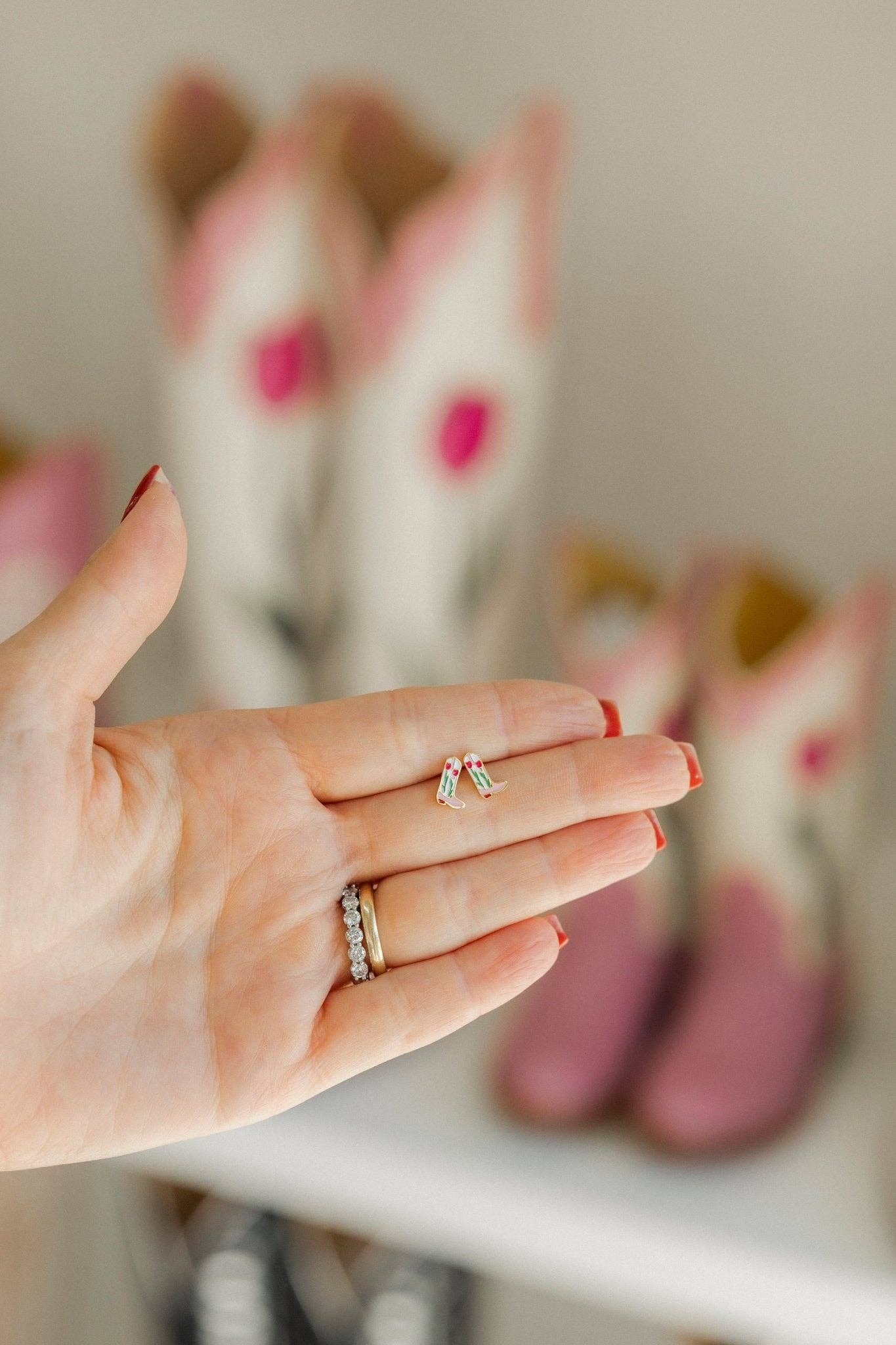 Tulip Cowgirl Boot Screwback Stud Earrings