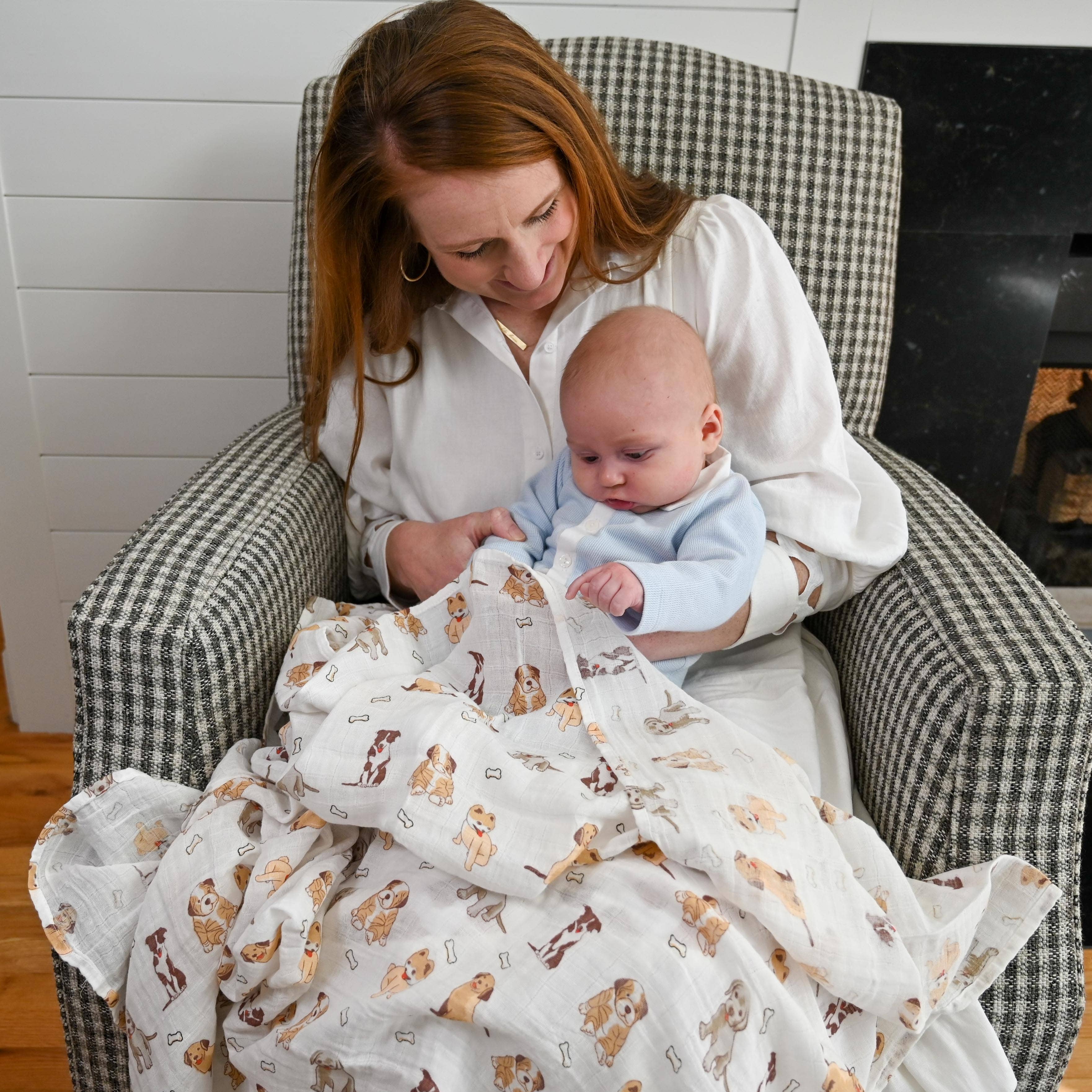 Woof Woof Muslin Swaddle Blanket