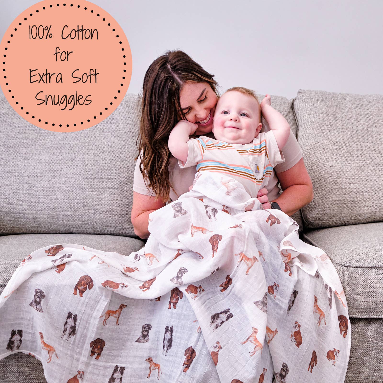 Doggone Cute Muslin Swaddle Blanket