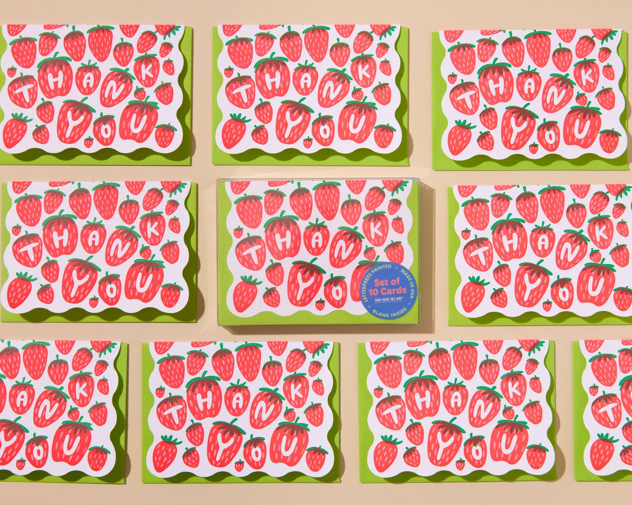 Letterpress Strawberry Thank You Notecards Box Set