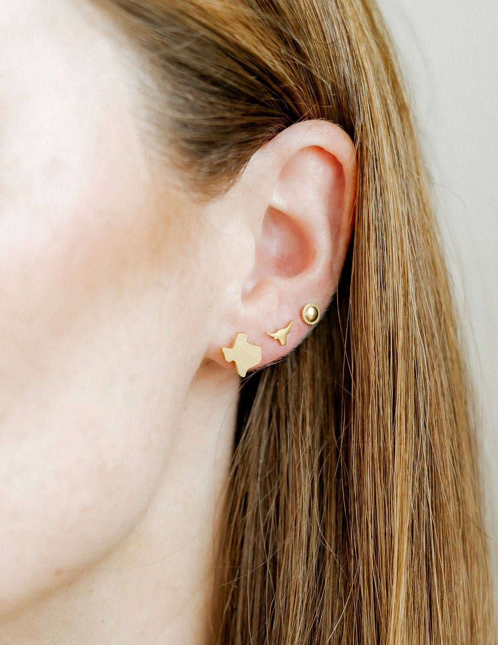 Big Texas Gold Screwback Stud Earrings