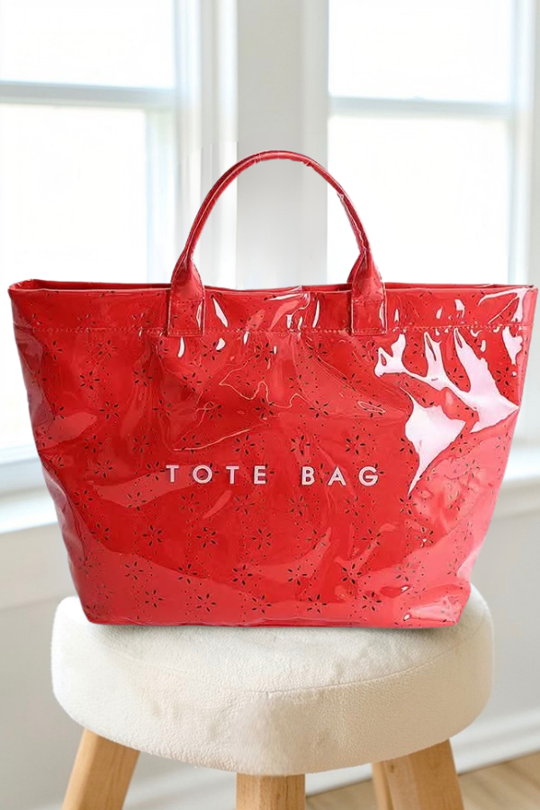 Red Eyelet Wipeable Tote