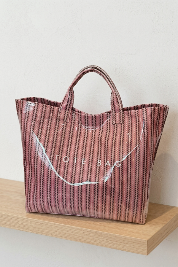 Pink Chevron Wipeable Tote Bag