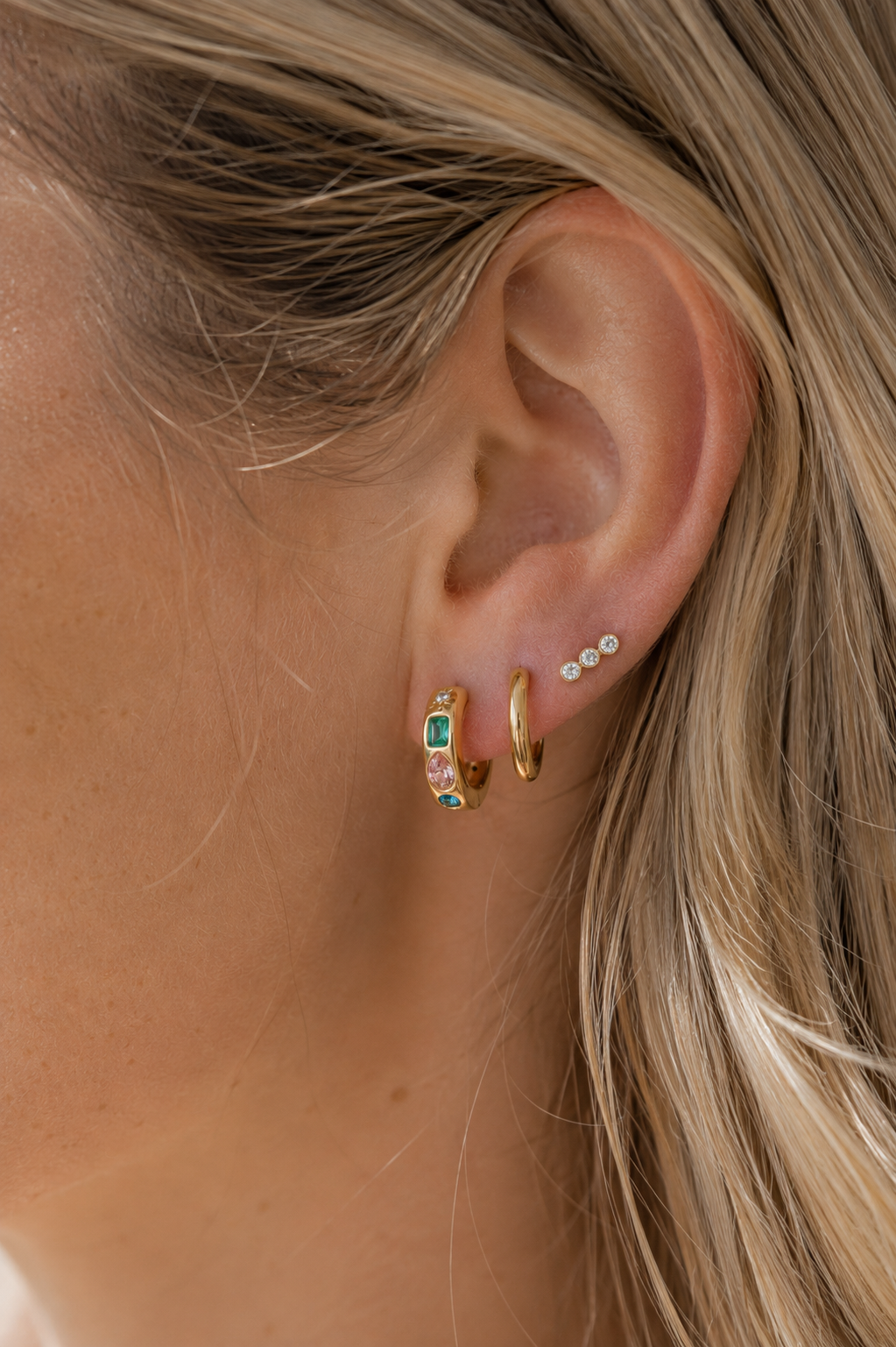Miami Huggie & Screwback Stud Set