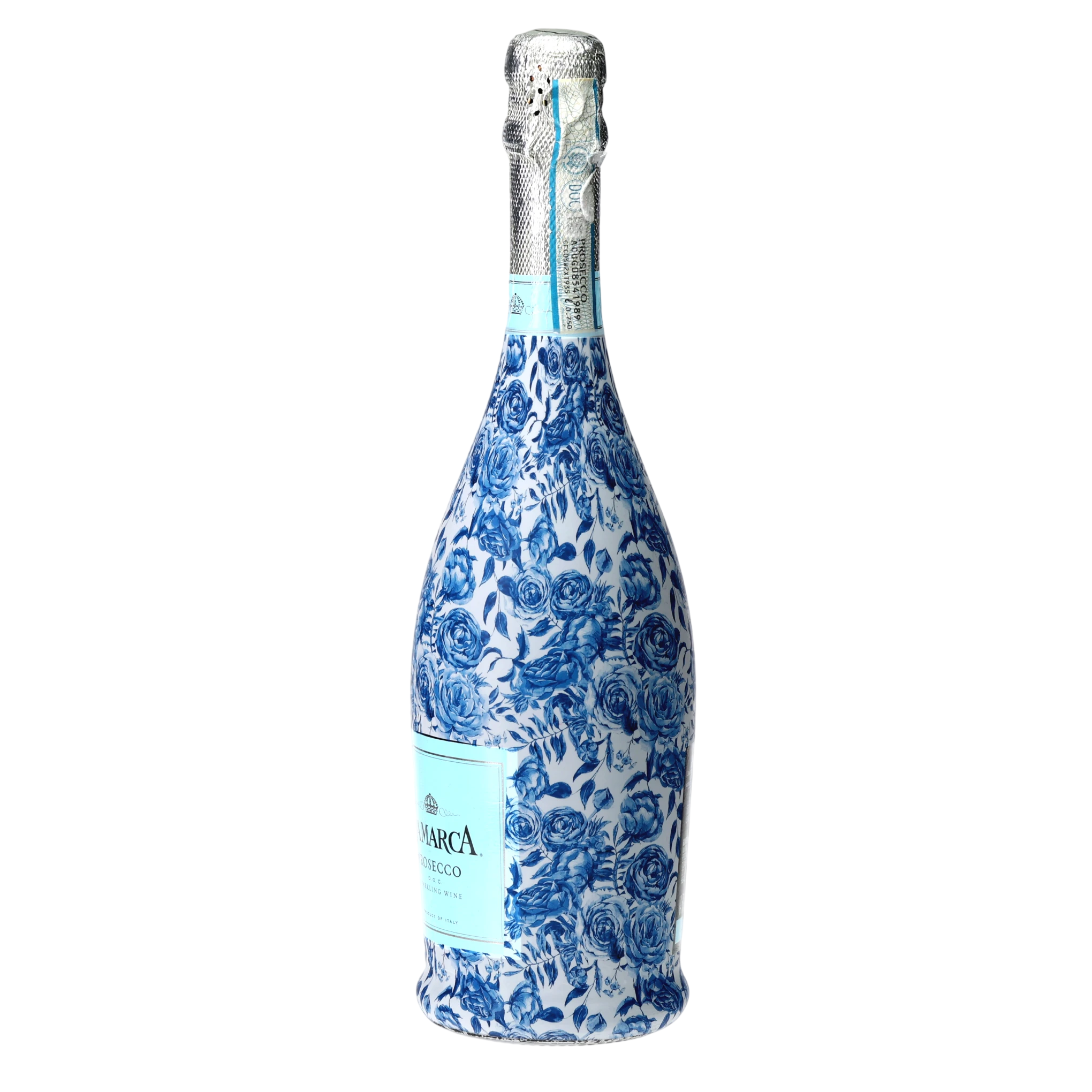 Blue Porcelain Roses Prosecco Bottle Wrap
