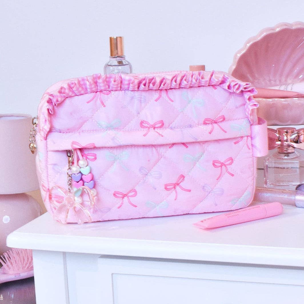 Quilted Bow Pouch with Charm