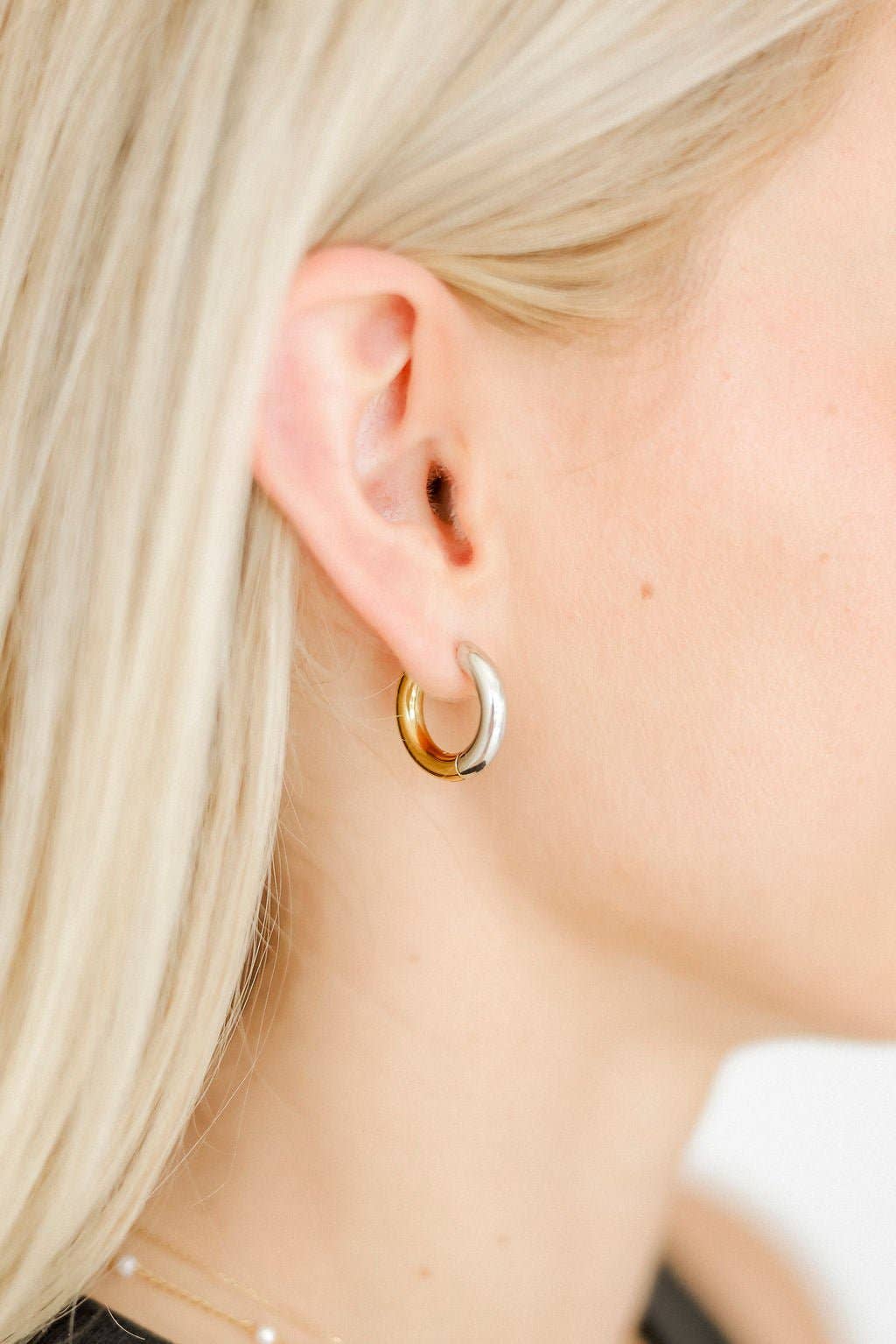 Scarlett 12mm Two-Tone Huggie Hoops