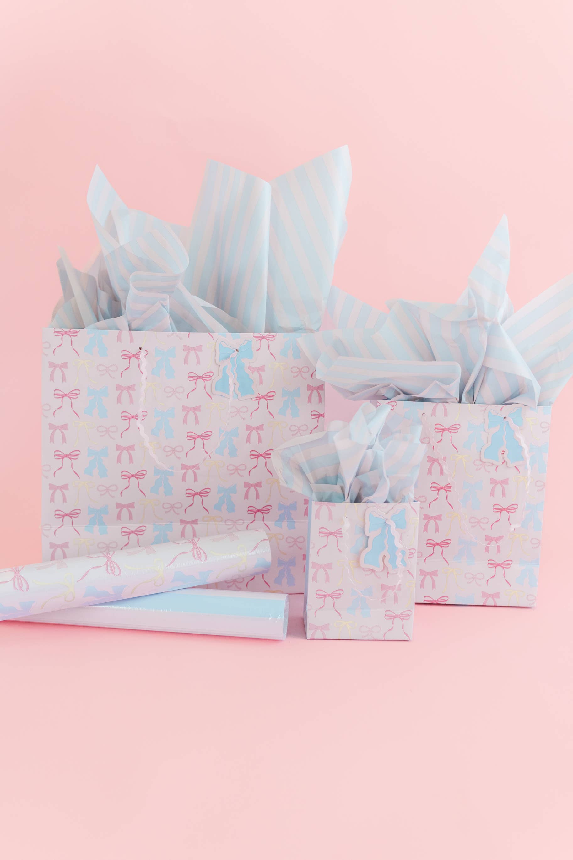 Pastel Blue/Blush Stripe Tissue Paper Pack