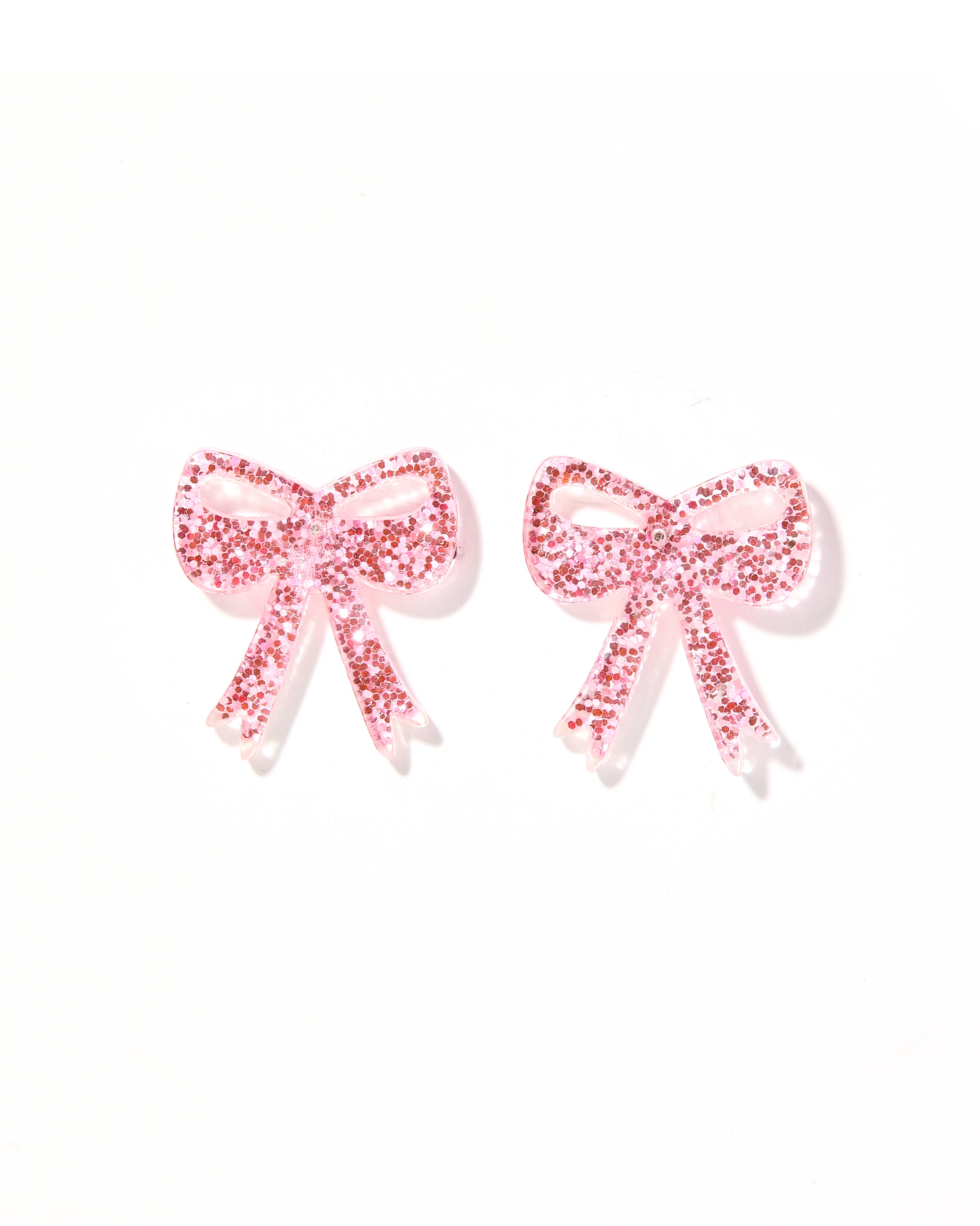 Sophia Bow Earrings in Pink Glitter