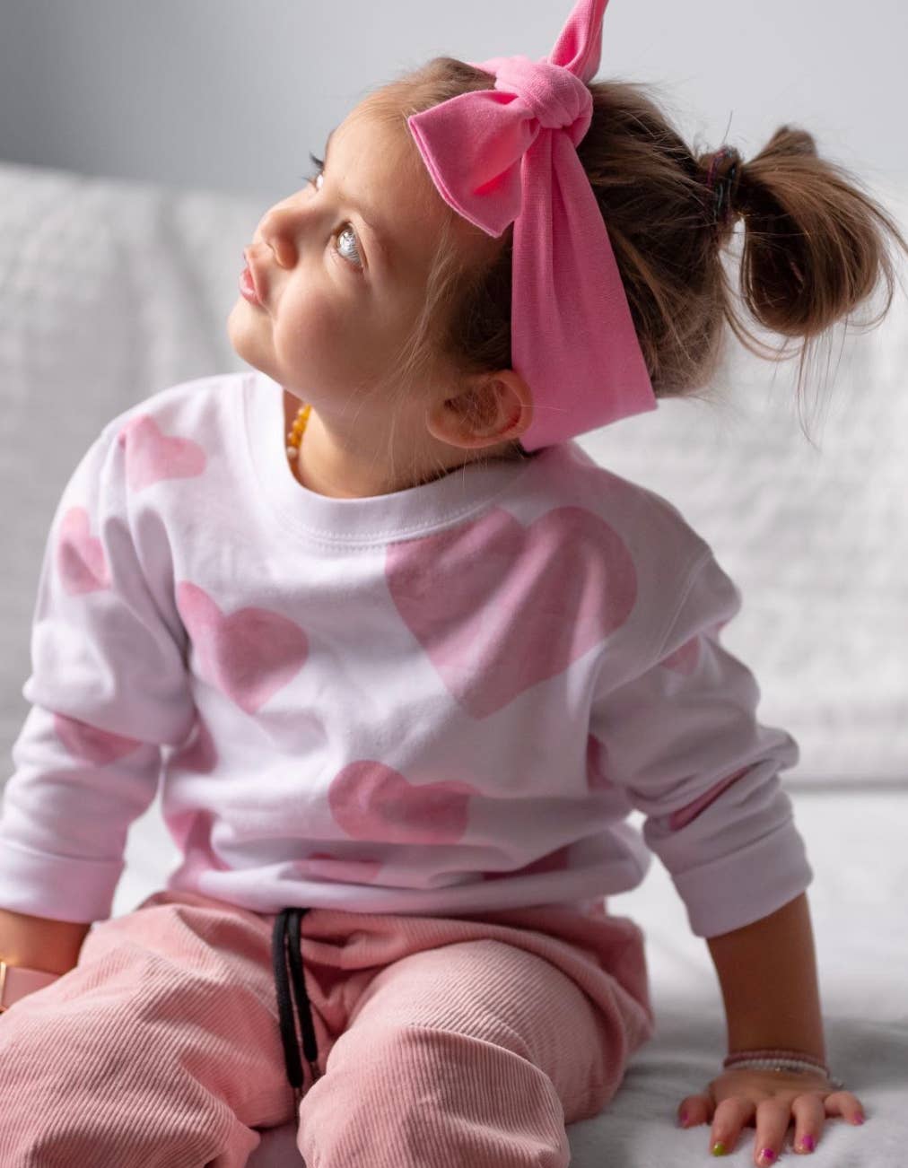 Watercolor Hearts Girls Sweatshirt