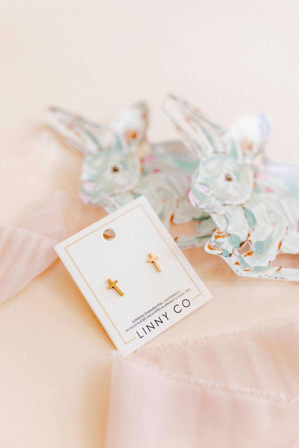 Catherine Gold Cross Screwback Stud Earrings