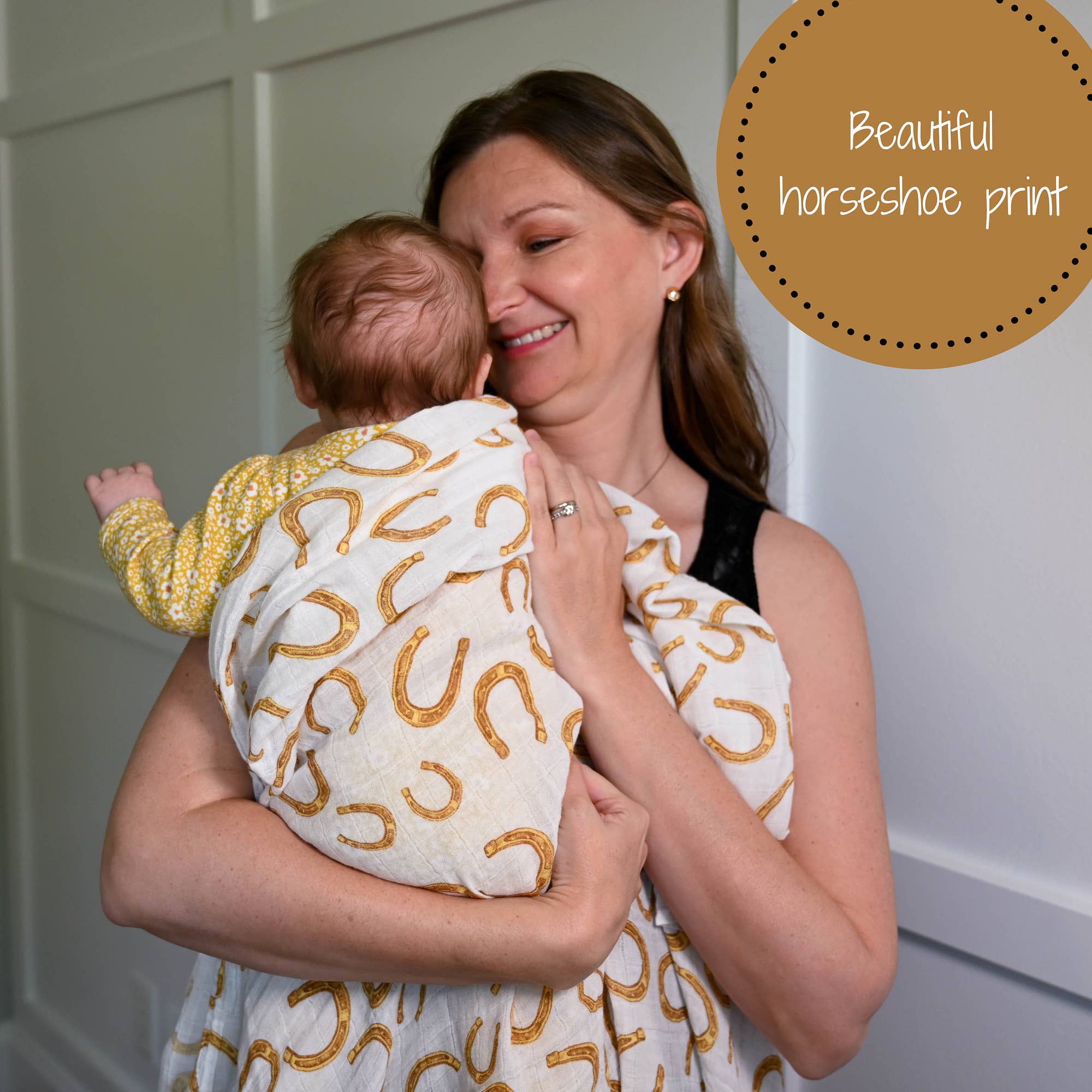Lucky Horseshoe Muslin Swaddle Blanket