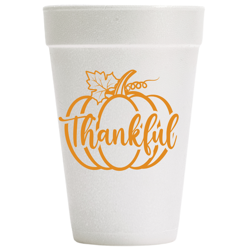 Thankful Pumpkin Foam Cups