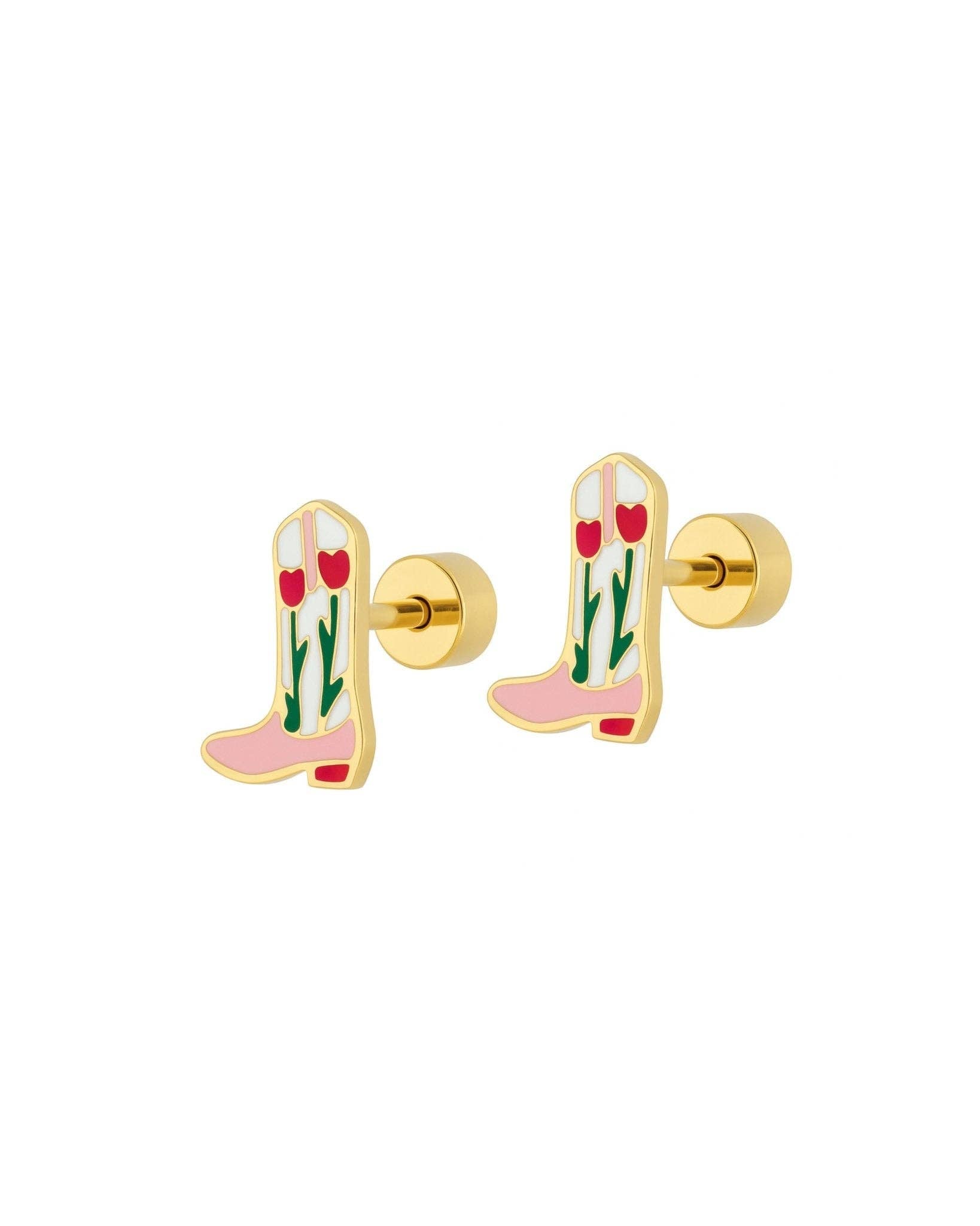 Tulip Cowgirl Boot Screwback Stud Earrings