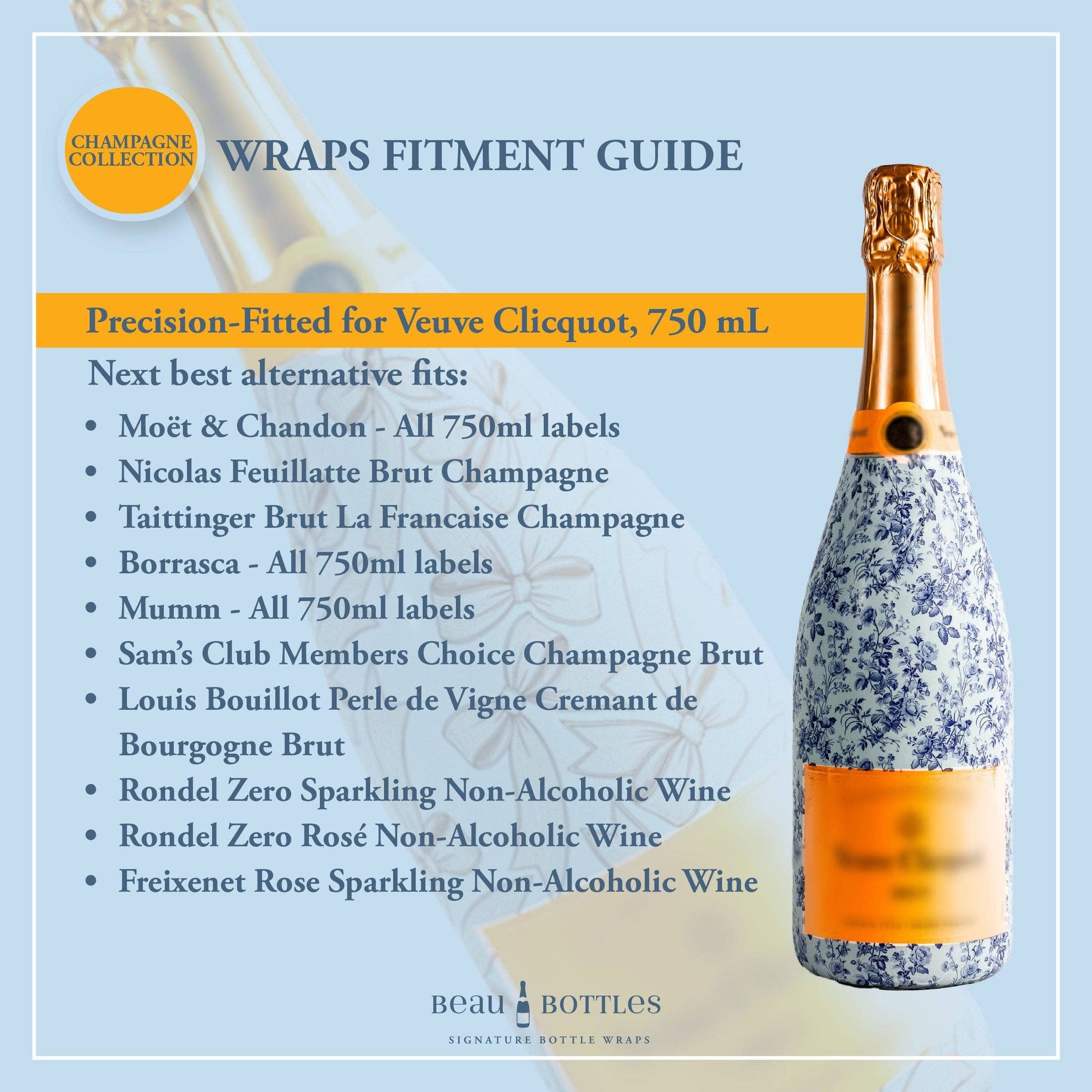 Grandmillennial Gold Flower Champagne Bottle Wrap