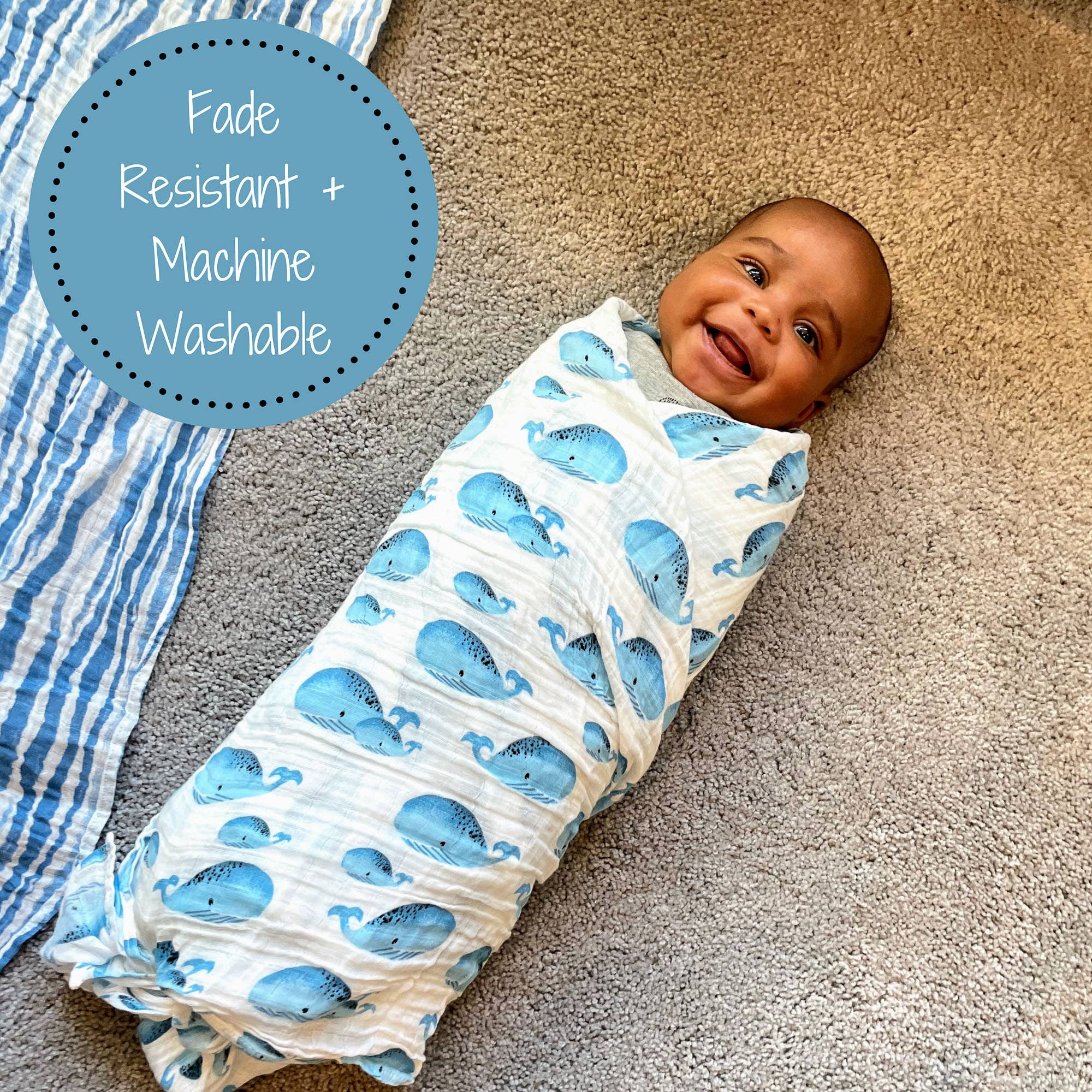 Whale, Whale, Whale Muslin Swaddle