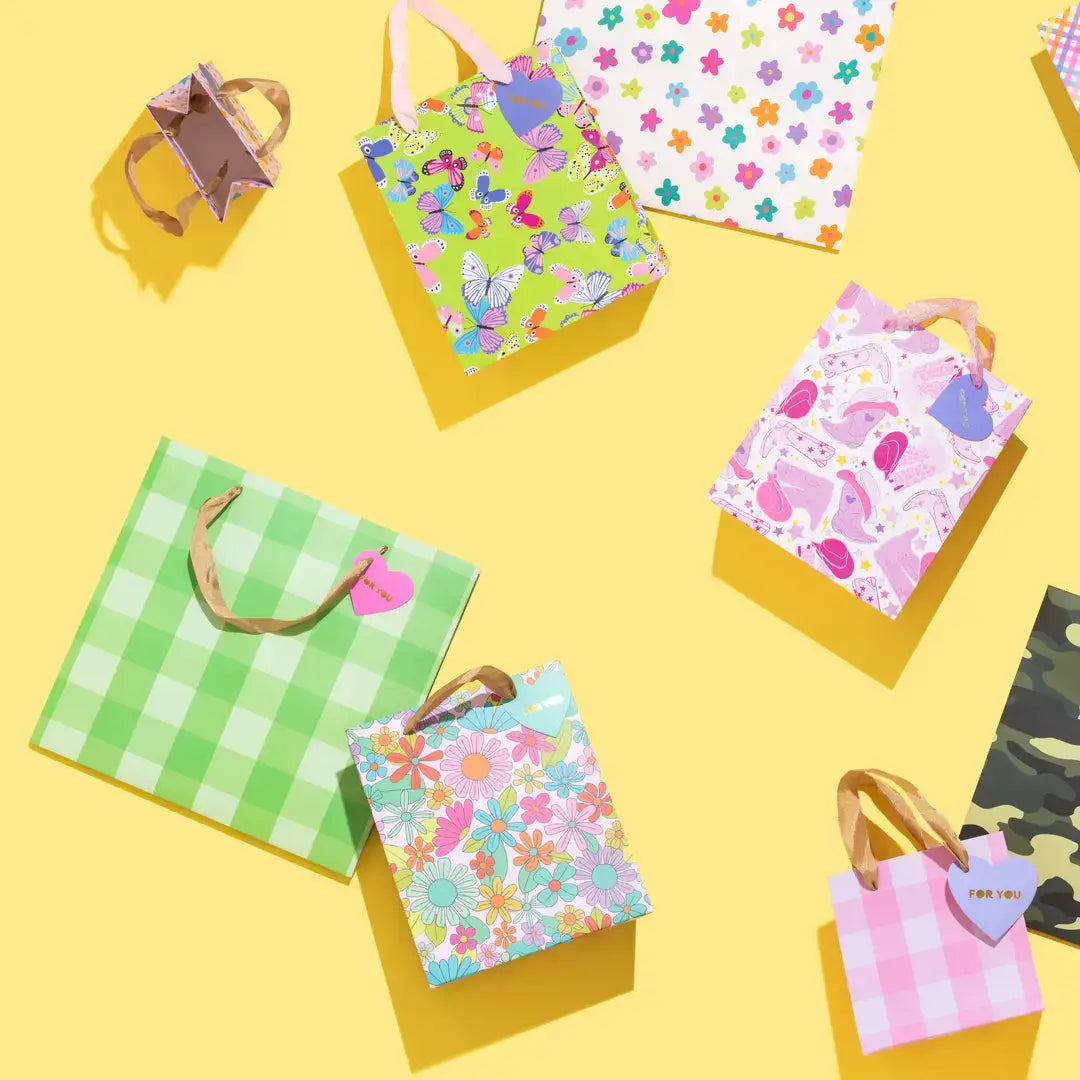 Green Gingham Gift Bags - Medium