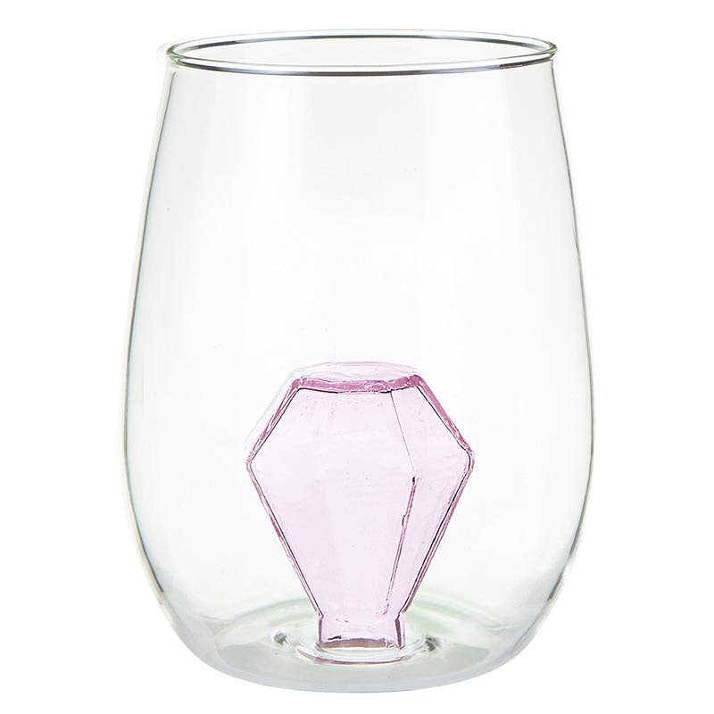 Stemless Wine Glass with Diamond Figurine